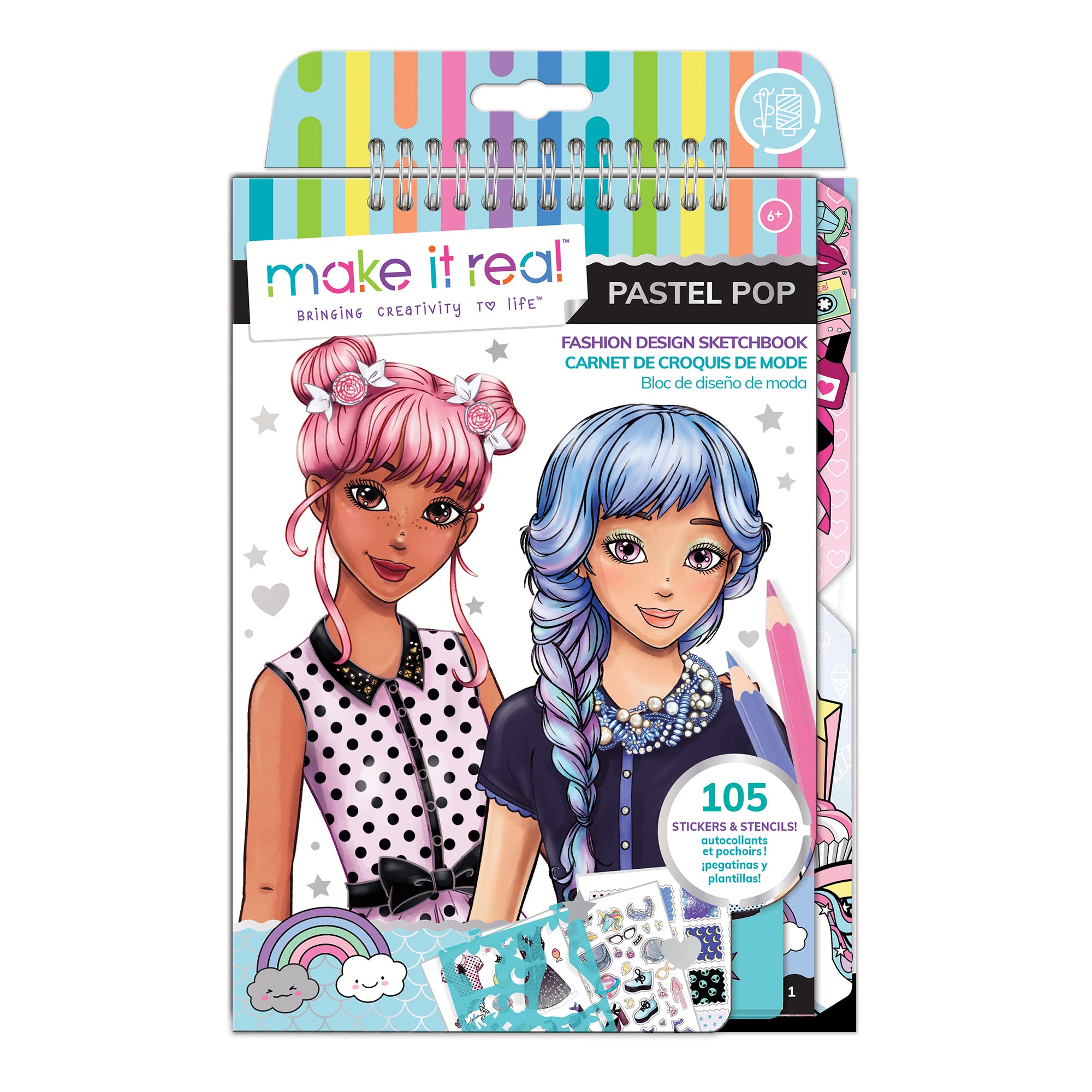 Cuaderno de Bocetos de Diseño de Moda Make It Real Pastel Pop- Venta Internacional