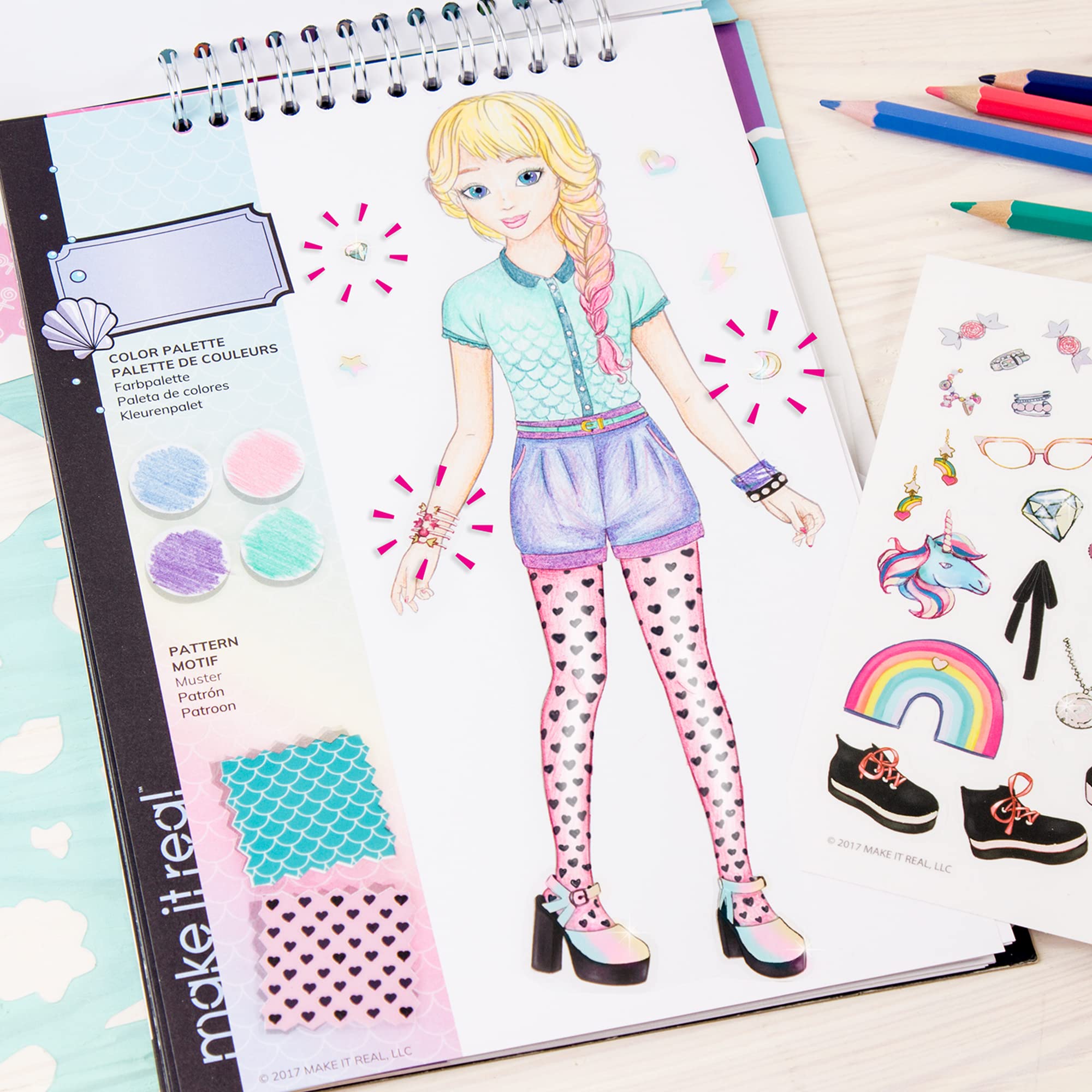 Foto 8 pulgar | Cuaderno de Bocetos de Diseño de Moda Make It Real Pastel Pop- Venta Internacional