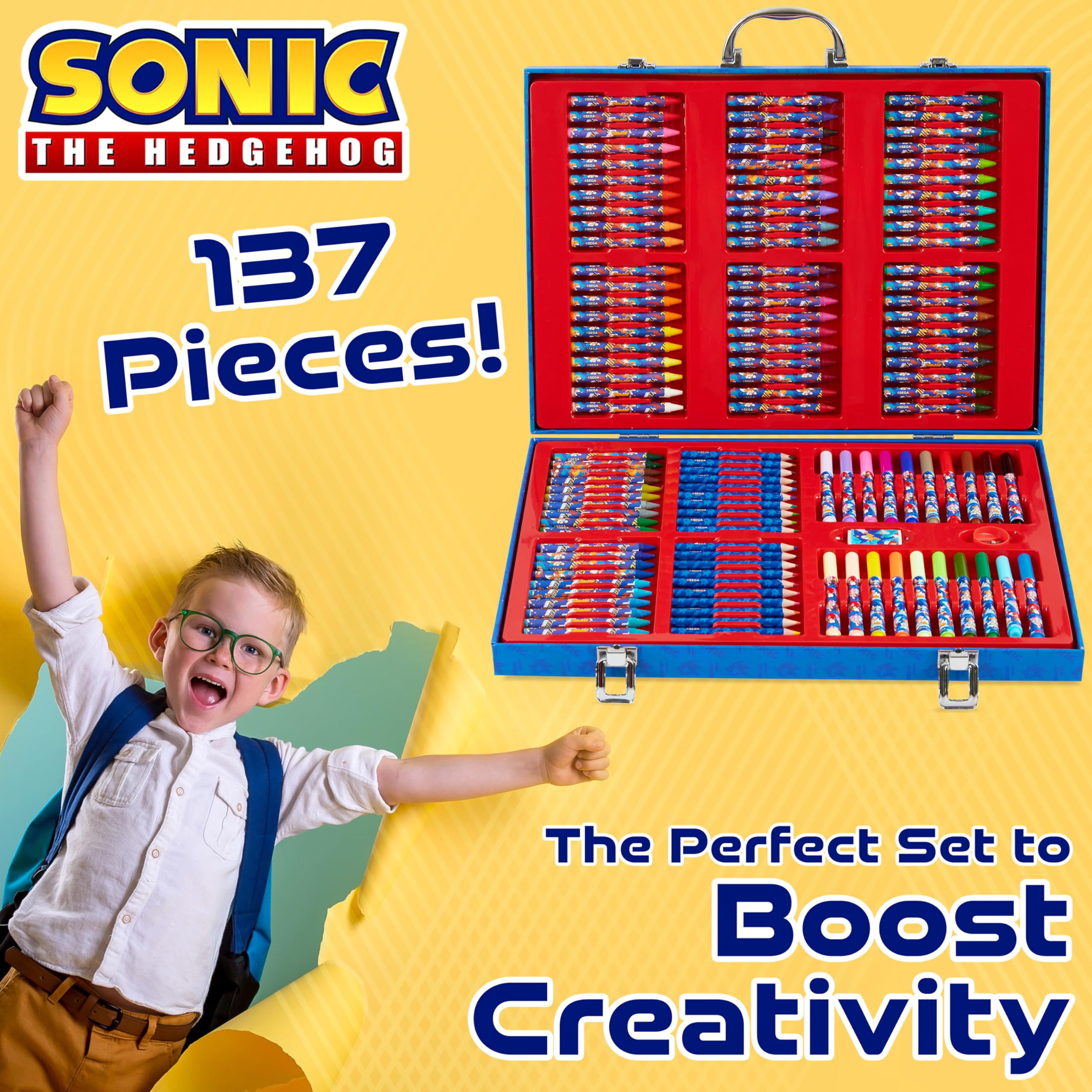 Foto 3 | Set De Dibujo: Lápices De Colores De Sonic The Hedgehog, Más De 130 Unidades - Venta Internacional.