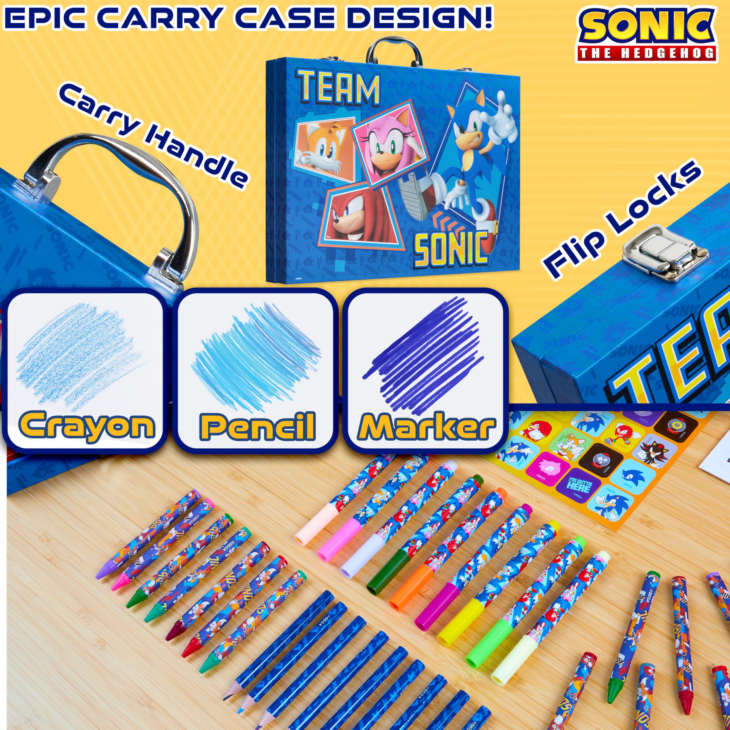 Foto 5 pulgar | Set De Dibujo: Lápices De Colores De Sonic The Hedgehog, Más De 130 Unidades - Venta Internacional.