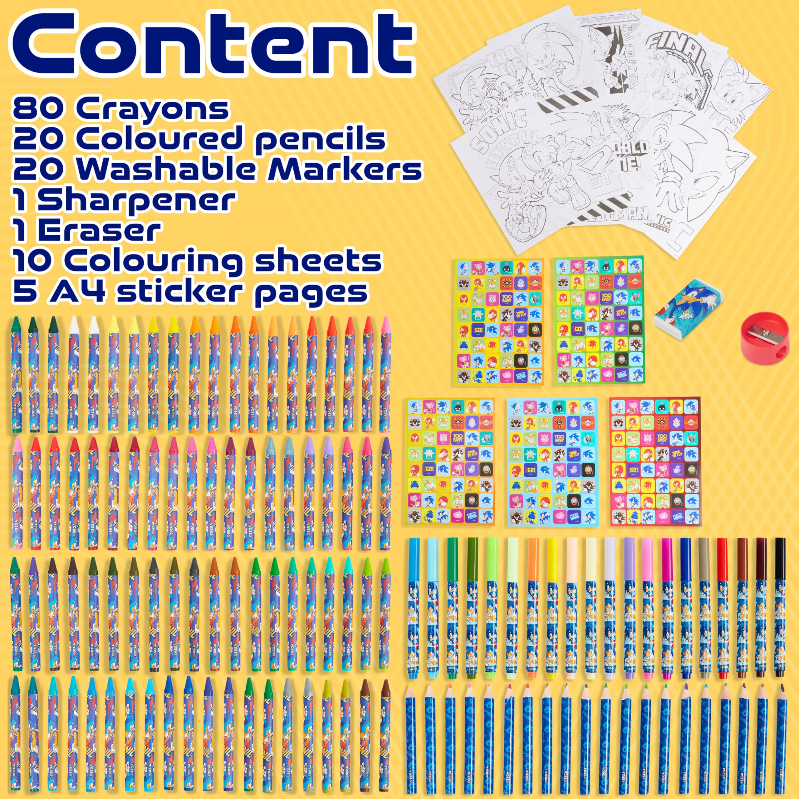 Foto 6 | Set De Dibujo: Lápices De Colores De Sonic The Hedgehog, Más De 130 Unidades - Venta Internacional.
