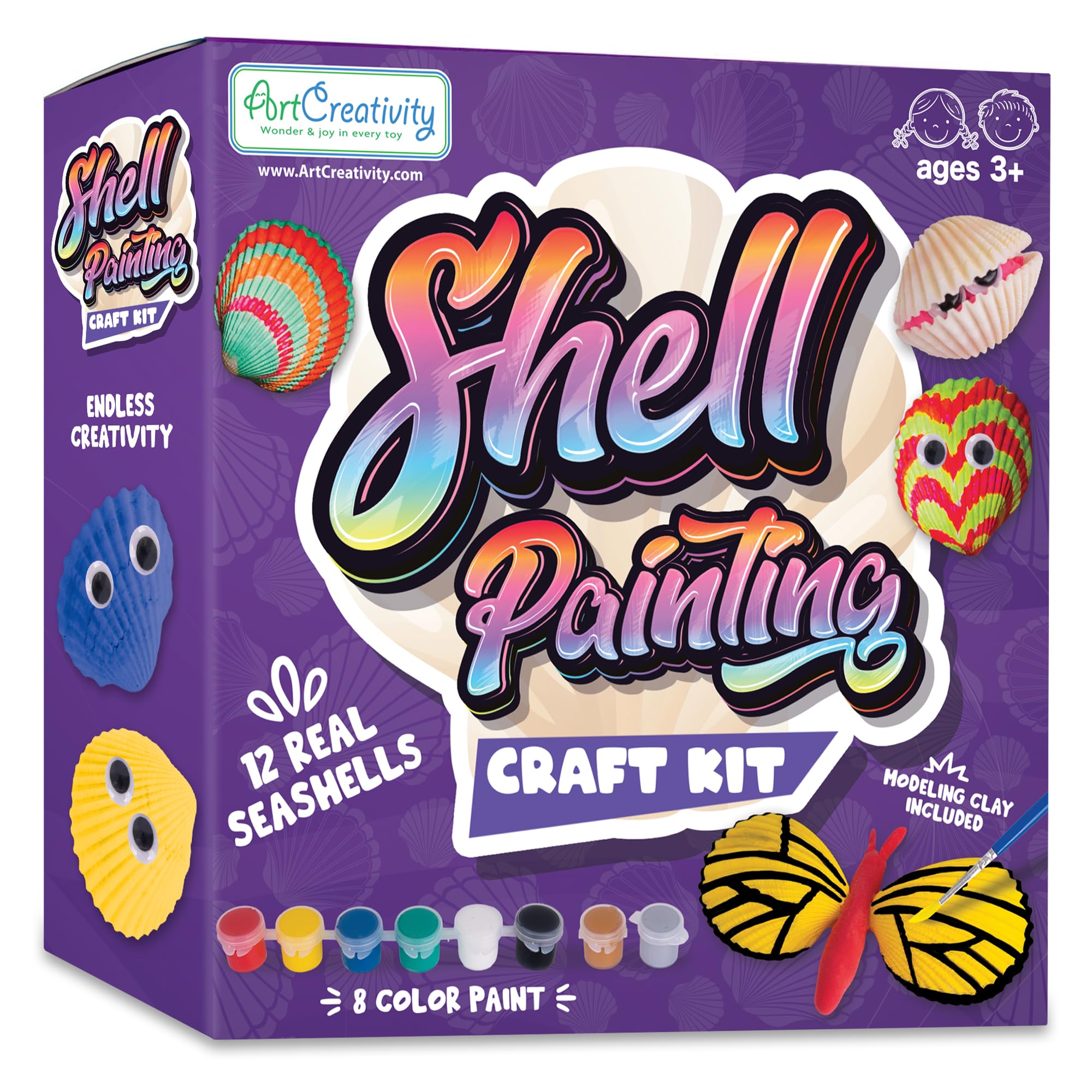 Kit De Pintura De Conchas Marinas Artcreativity Para Niños Con 12 Conchas Marinas - Venta Internacional.