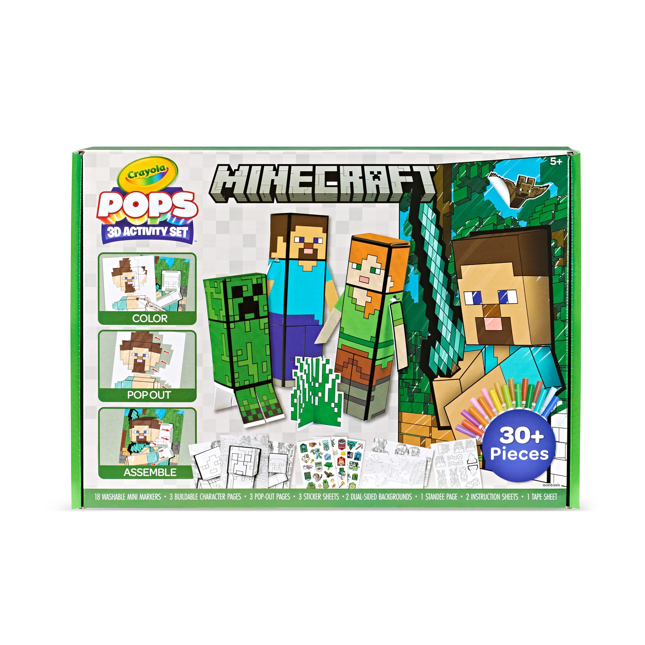 Foto 2 pulgar | Set De Arte Crayola Minecraft Pops 3d Con Libro Para Colorear De Más De 6 Años - Venta Internacional.