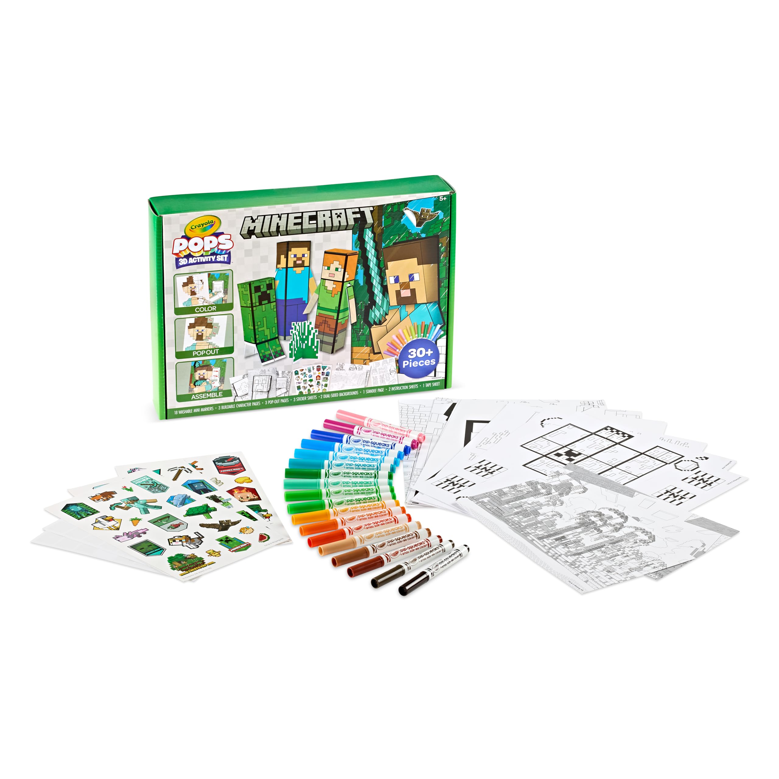Foto 3 pulgar | Set De Arte Crayola Minecraft Pops 3d Con Libro Para Colorear De Más De 6 Años - Venta Internacional.