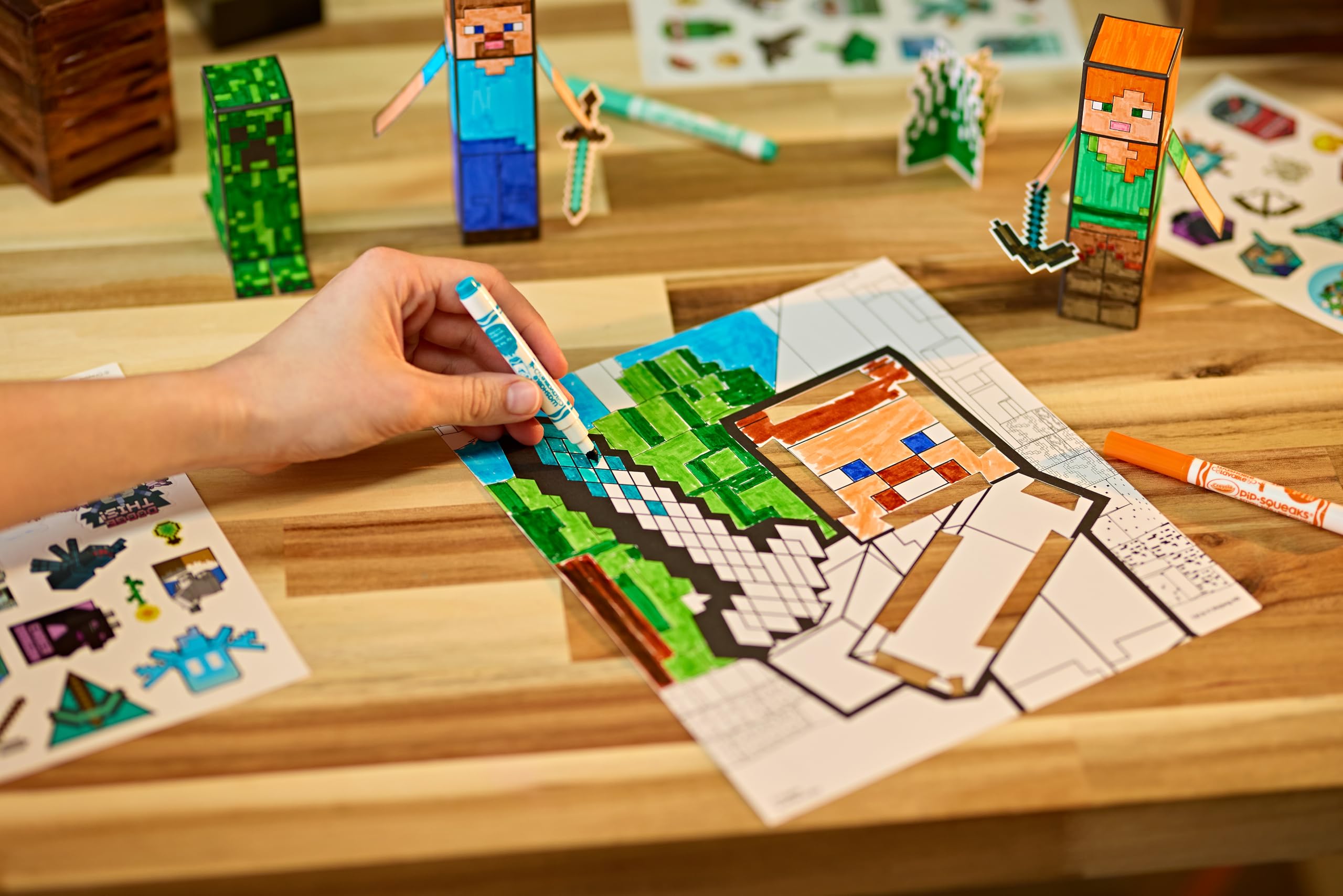 Foto 4 pulgar | Set De Arte Crayola Minecraft Pops 3d Con Libro Para Colorear De Más De 6 Años - Venta Internacional.