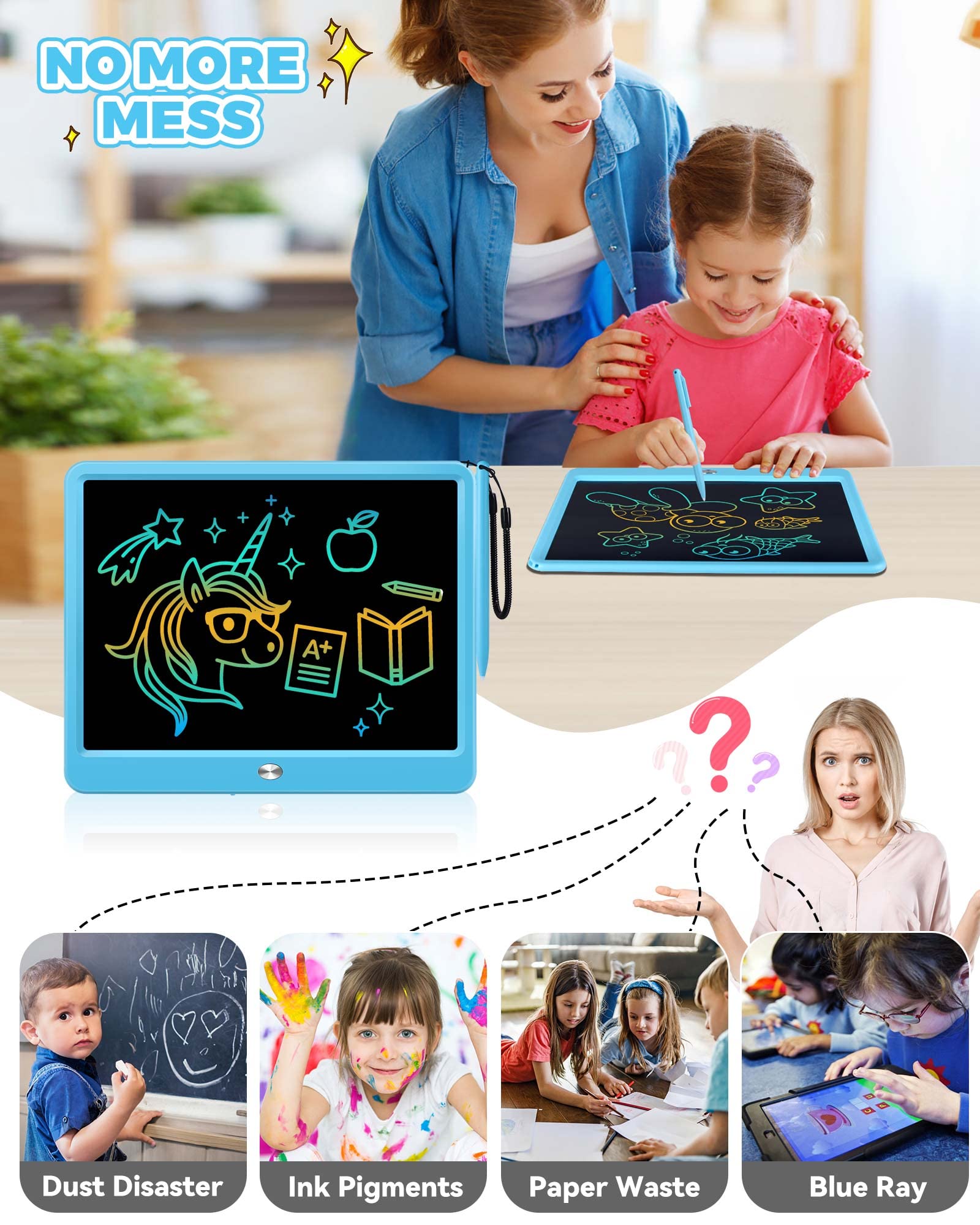 Foto 5 | Tableta De Escritura Lcd Kokodi De 12 Pulgadas Con Lápiz Capacitivo Antipérdida, Color Azul - Venta Internacional.