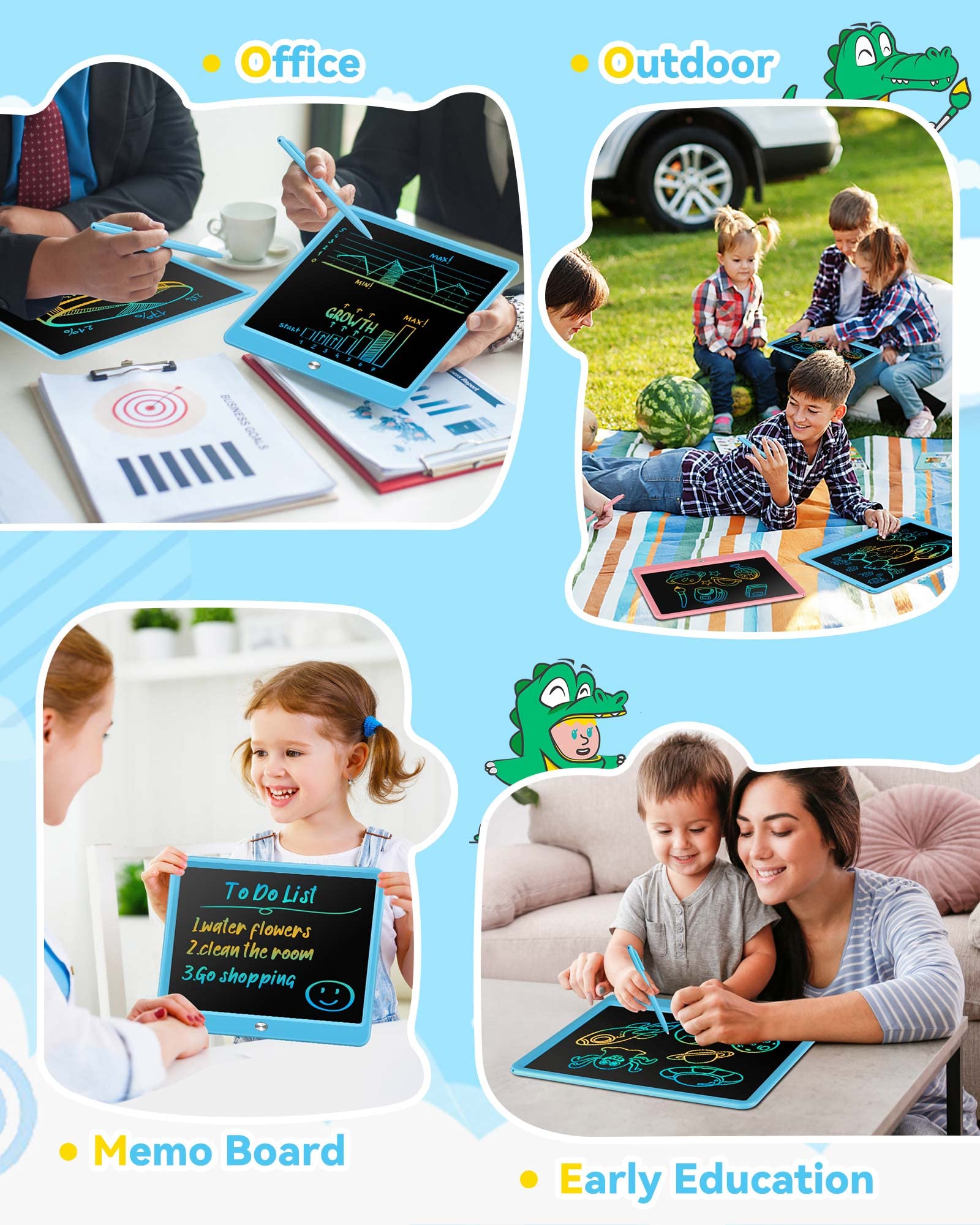 Foto 6 | Tableta De Escritura Lcd Kokodi De 12 Pulgadas Con Lápiz Capacitivo Antipérdida, Color Azul - Venta Internacional.