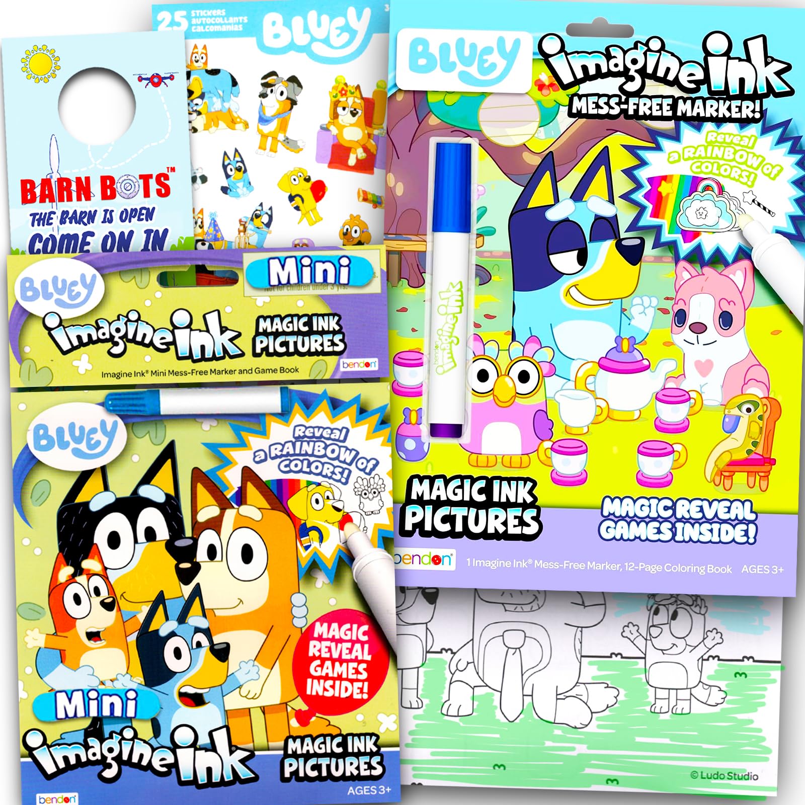 Set De Libros Para Colorear Disney Bluey Magic Ink Kids Con Pegatinas - Venta Internacional.