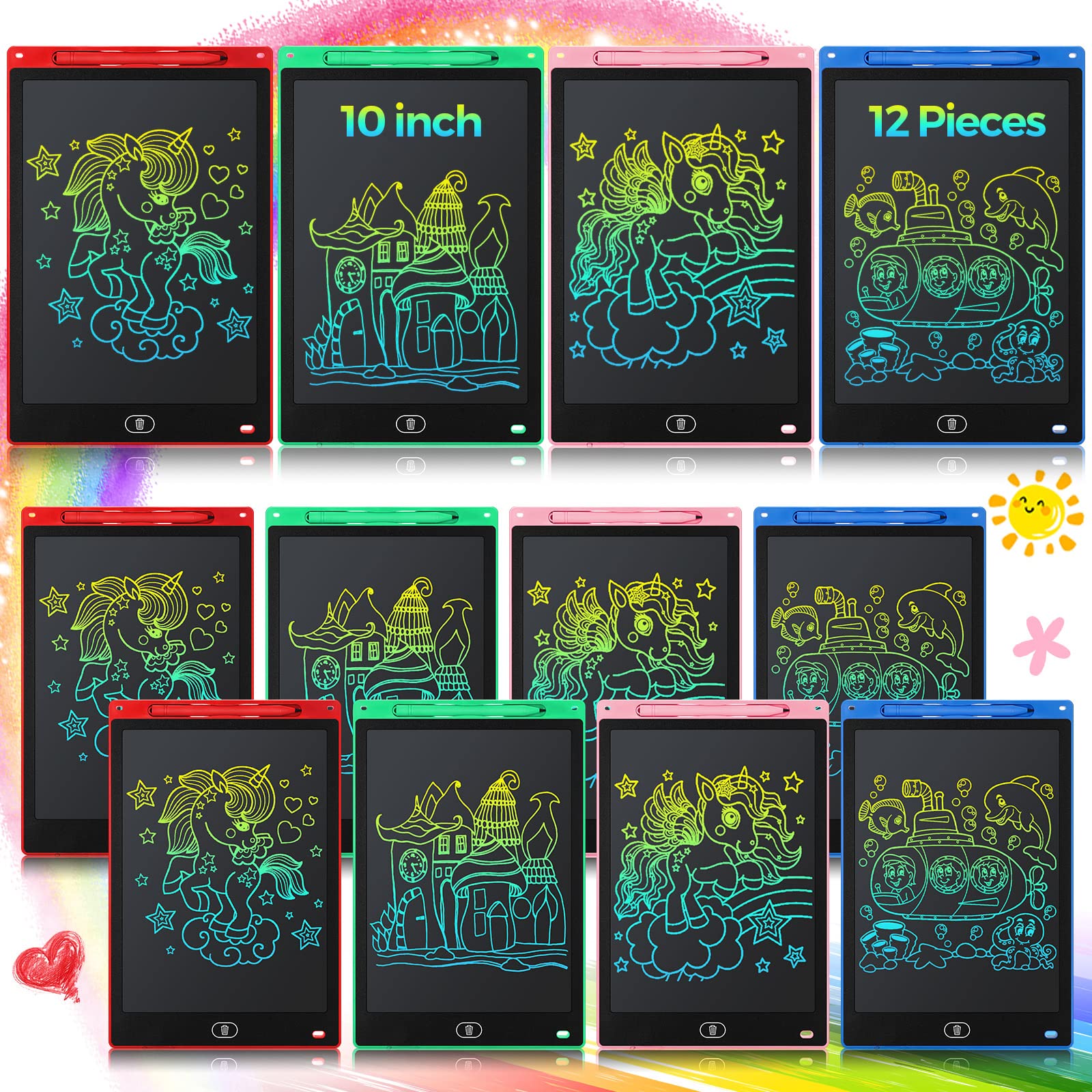 Tableta De Escritura Lcd Zhehao De 10 Pulgadas Para Niños Con 12 Rotuladores - Venta Internacional.