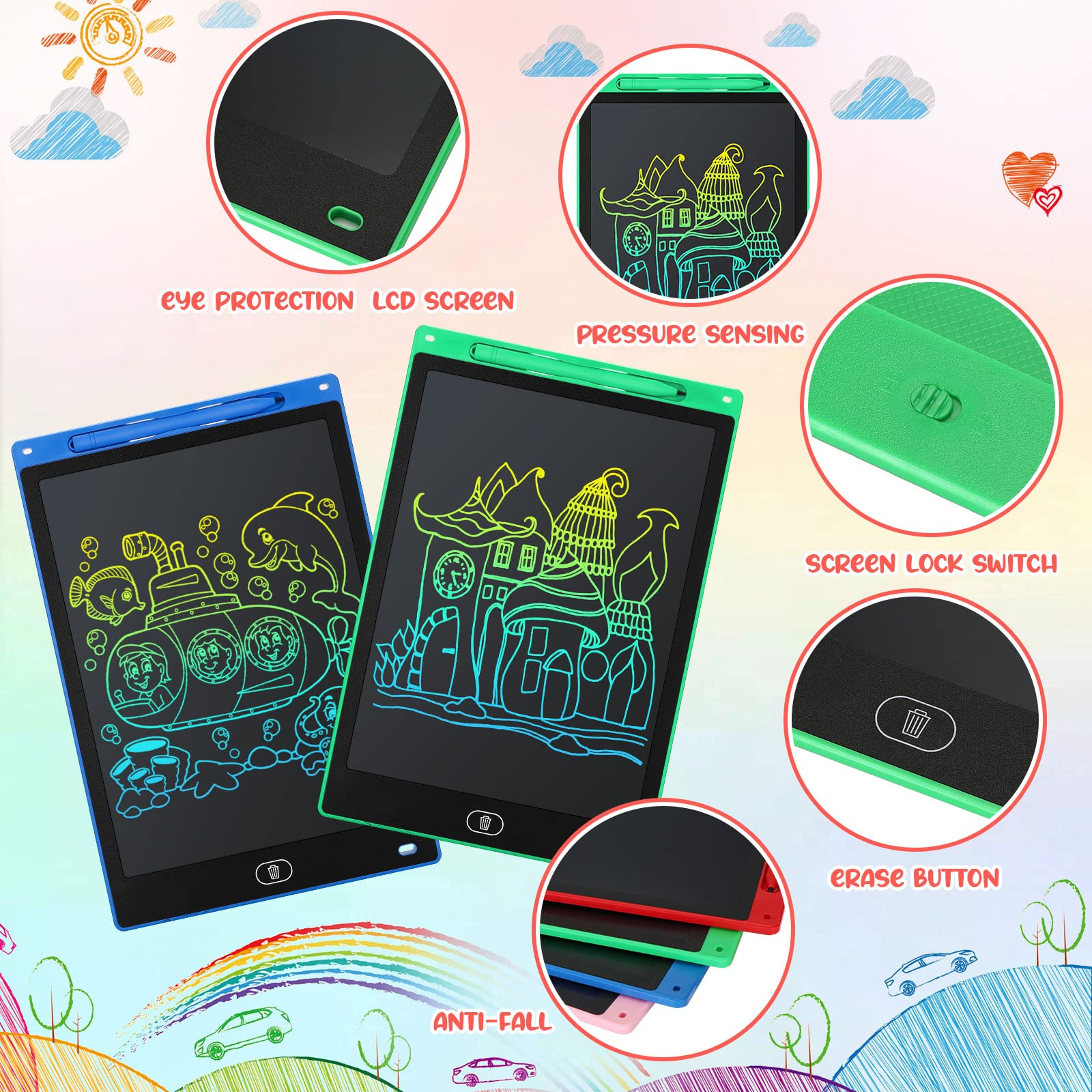 Foto 3 | Tableta De Escritura Lcd Zhehao De 10 Pulgadas Para Niños Con 12 Rotuladores - Venta Internacional.