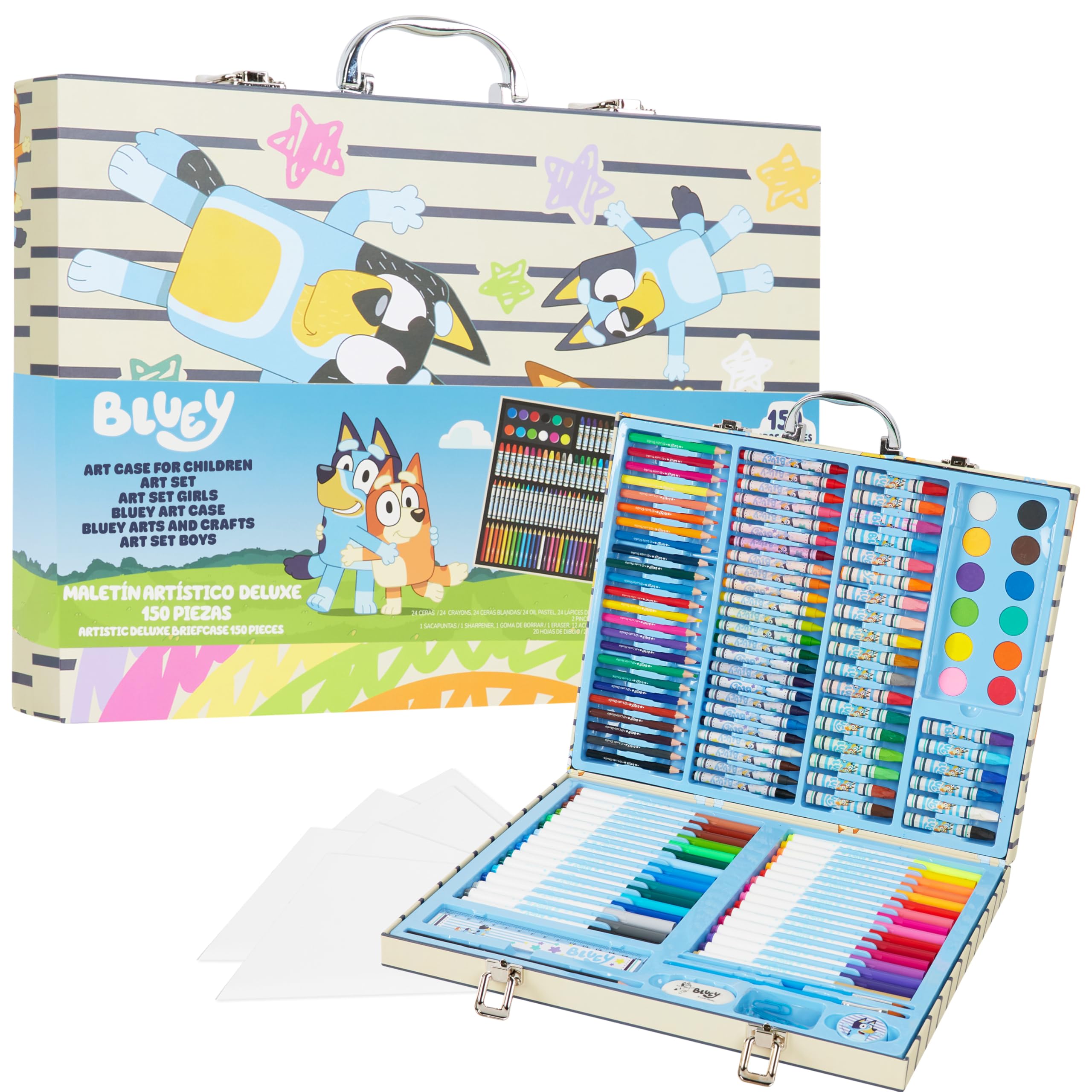 Foto 2 pulgar | Kit De Dibujo Con Lápices De Colores Azules De Art Supplies Con Funda Para Niños - Venta Internacional.
