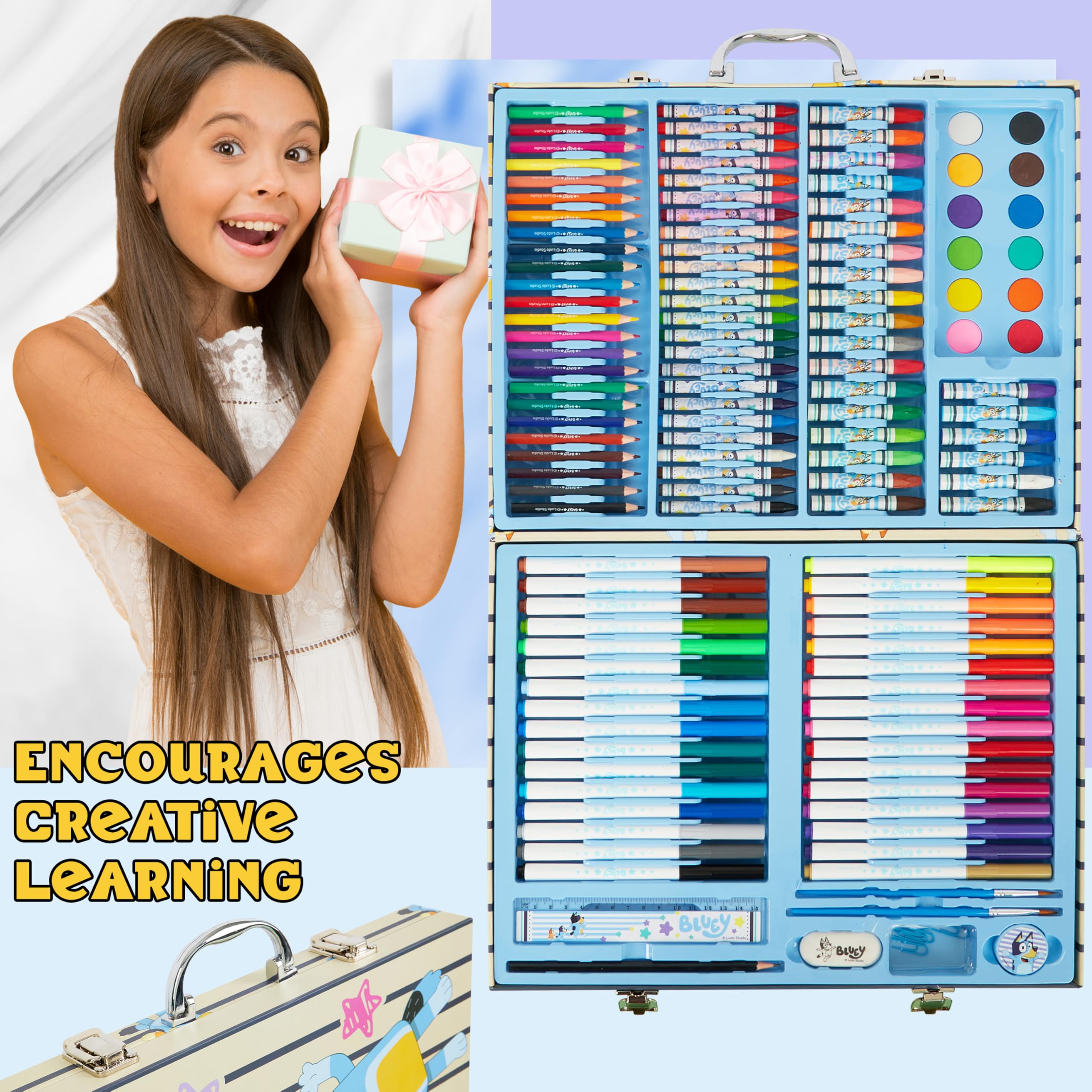 Foto 4 pulgar | Kit De Dibujo Con Lápices De Colores Azules De Art Supplies Con Funda Para Niños - Venta Internacional.