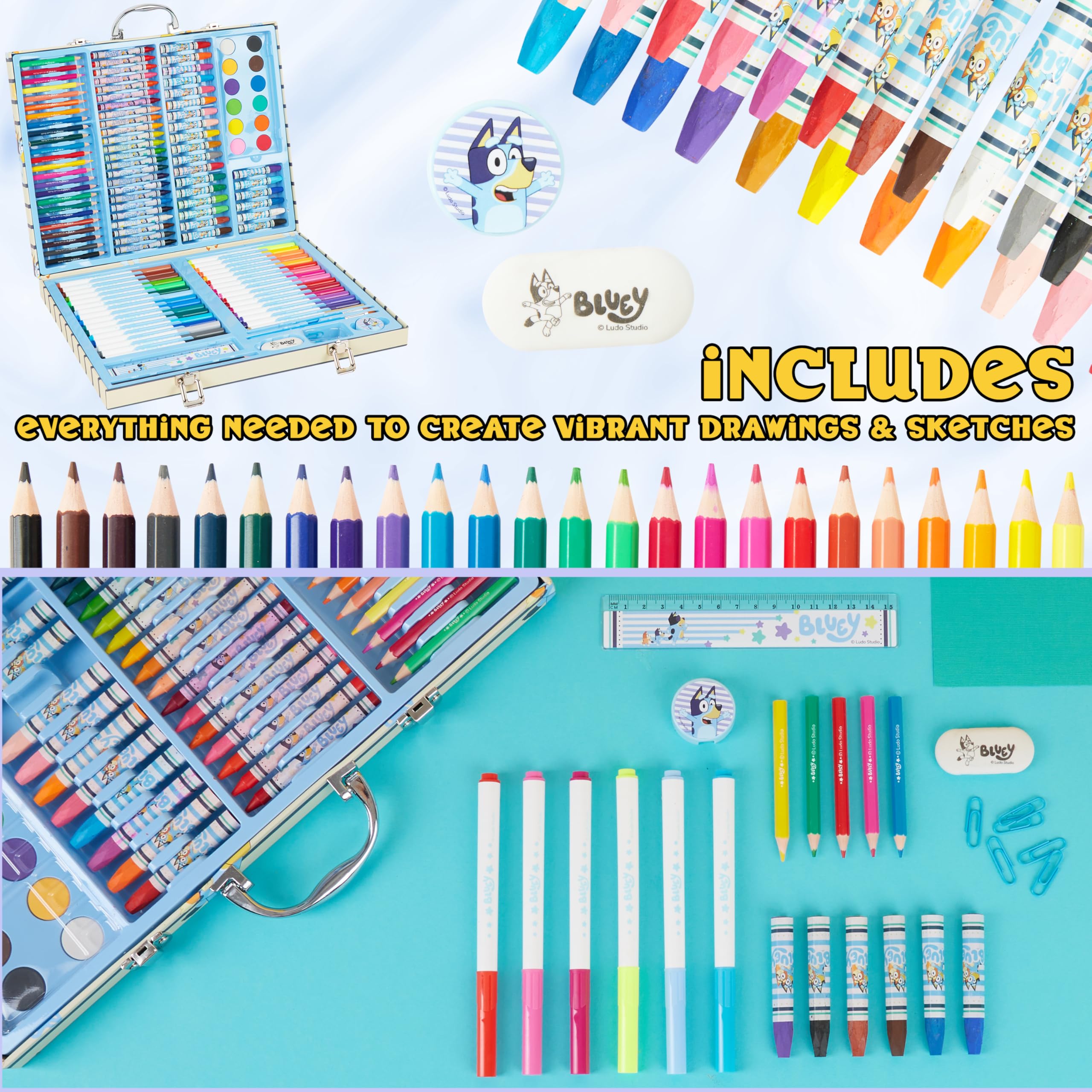 Foto 5 pulgar | Kit De Dibujo Con Lápices De Colores Azules De Art Supplies Con Funda Para Niños - Venta Internacional.
