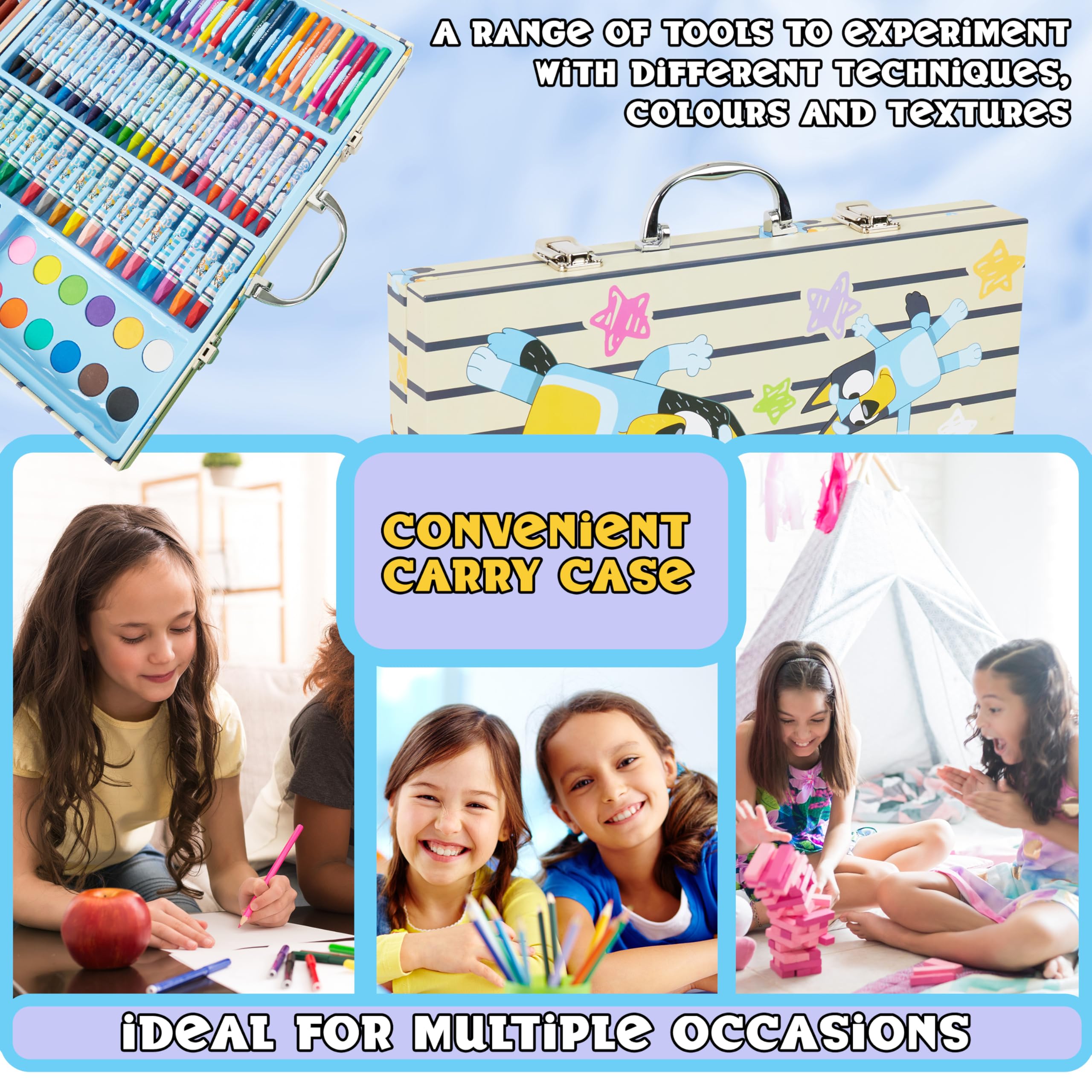 Foto 6 pulgar | Kit De Dibujo Con Lápices De Colores Azules De Art Supplies Con Funda Para Niños - Venta Internacional.