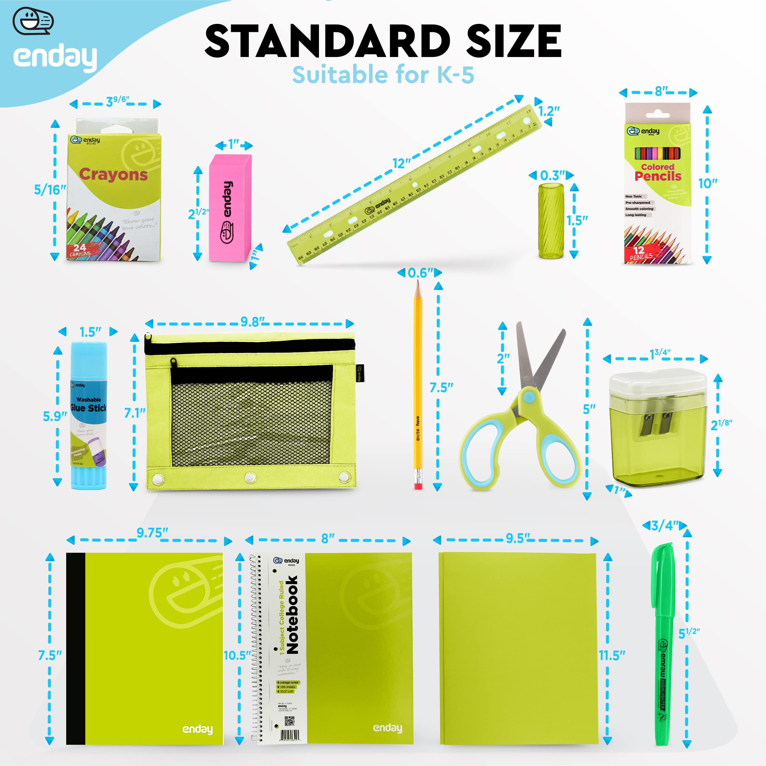 Foto 6 pulgar | Juego De Útiles Escolares Enday Back To School Para Niños K-5, 78 Piezas - Venta Internacional.