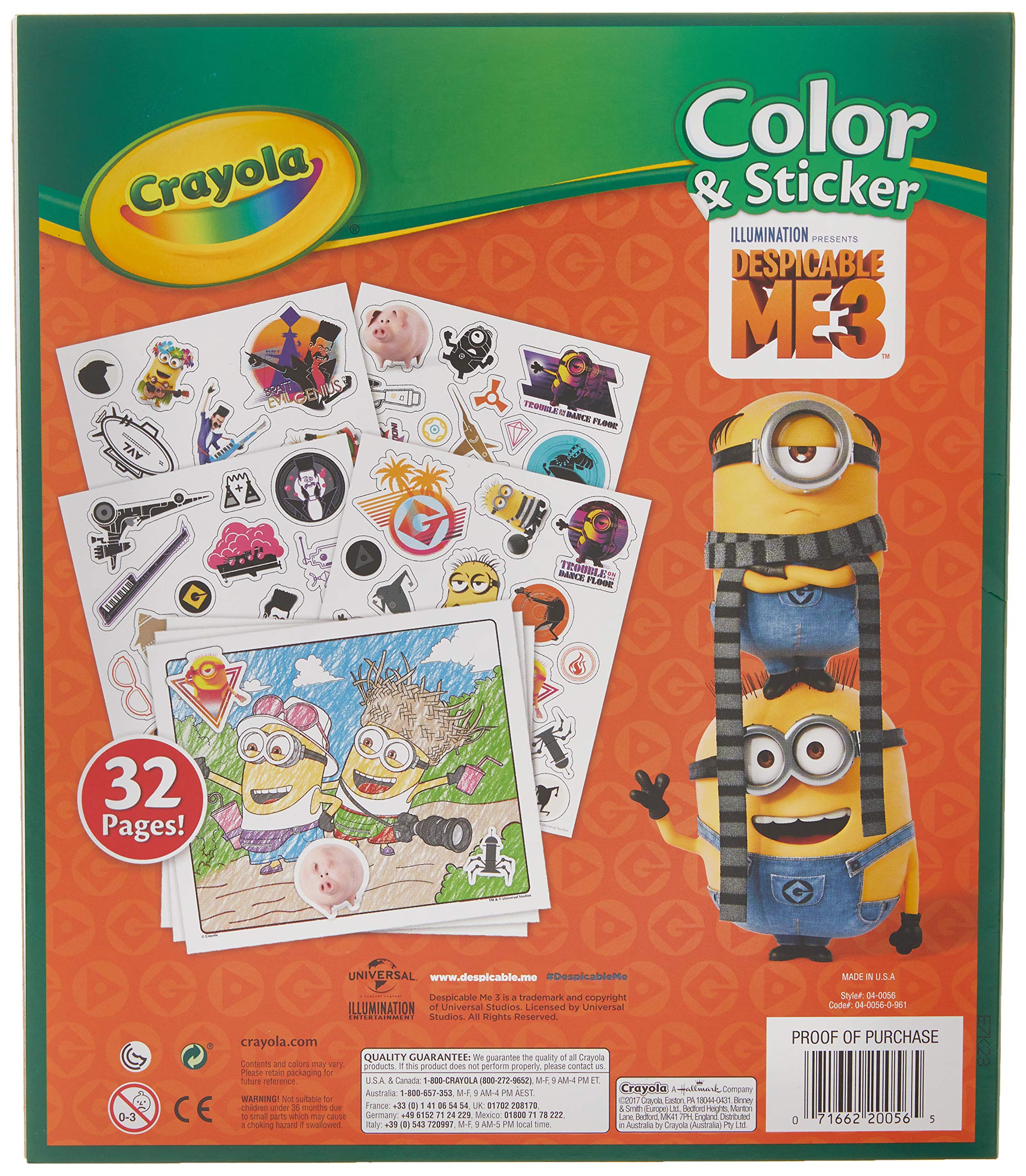 Foto 3 pulgar | Libro De Colores Y Pegatinas Crayola Despicable Me 3 Niños De 3 A 6 Años - Venta Internacional.