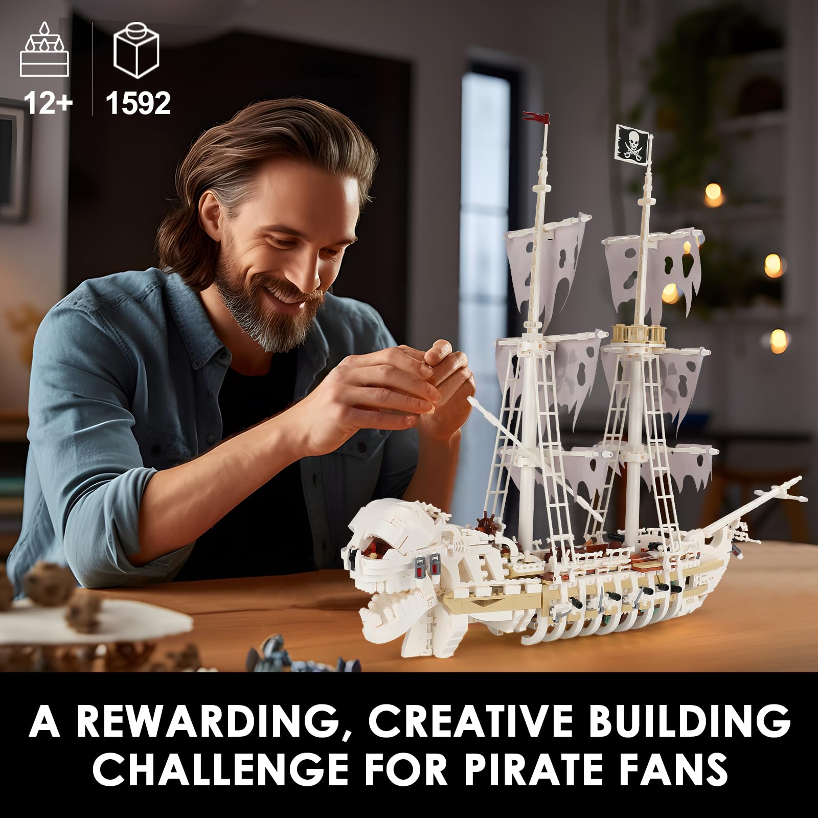 Foto 5 pulgar | Set de Construcción de Juguetes Sillbird Skeleton Pirate Ship 1592 Piezas - Venta Internacional