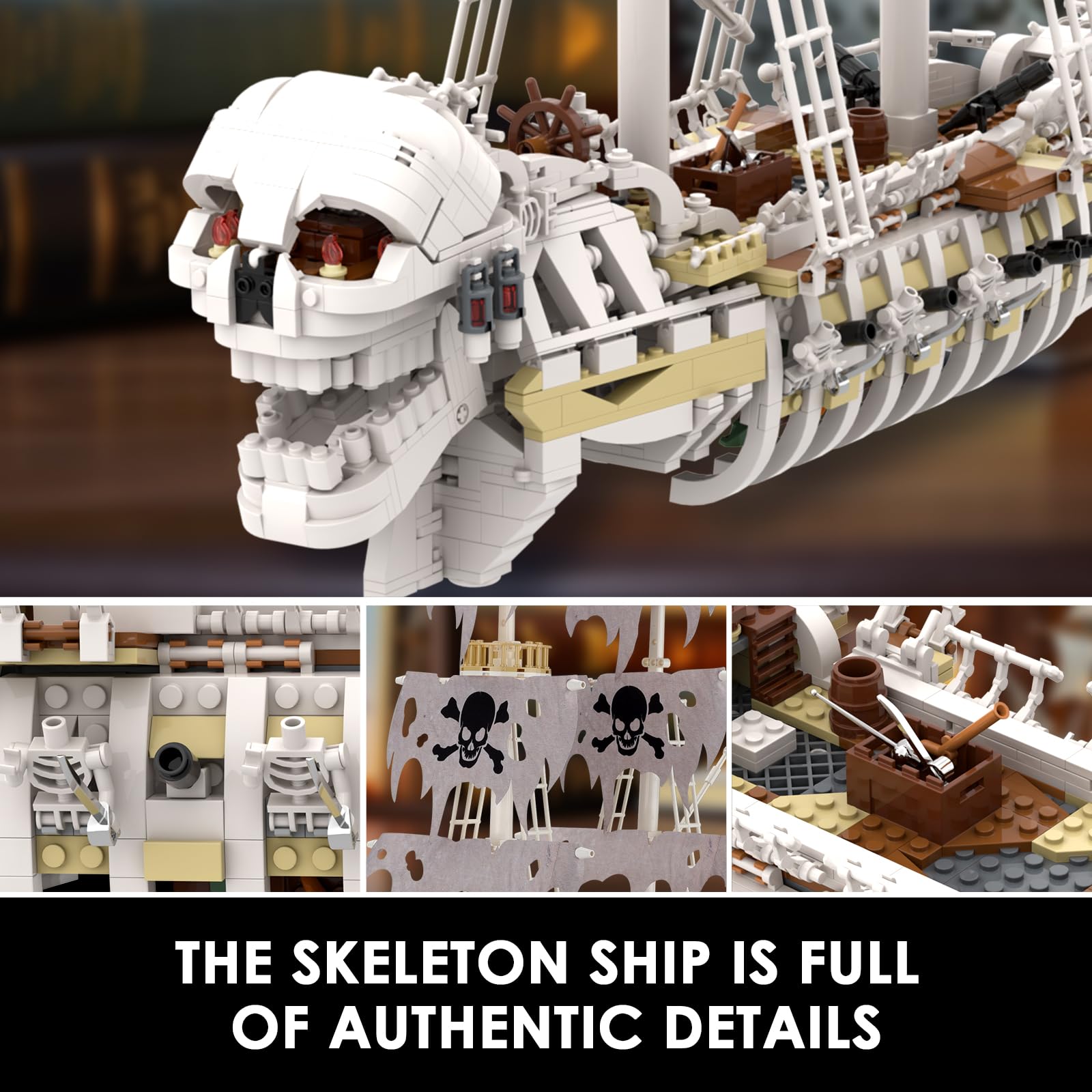 Foto 6 pulgar | Set de Construcción de Juguetes Sillbird Skeleton Pirate Ship 1592 Piezas - Venta Internacional