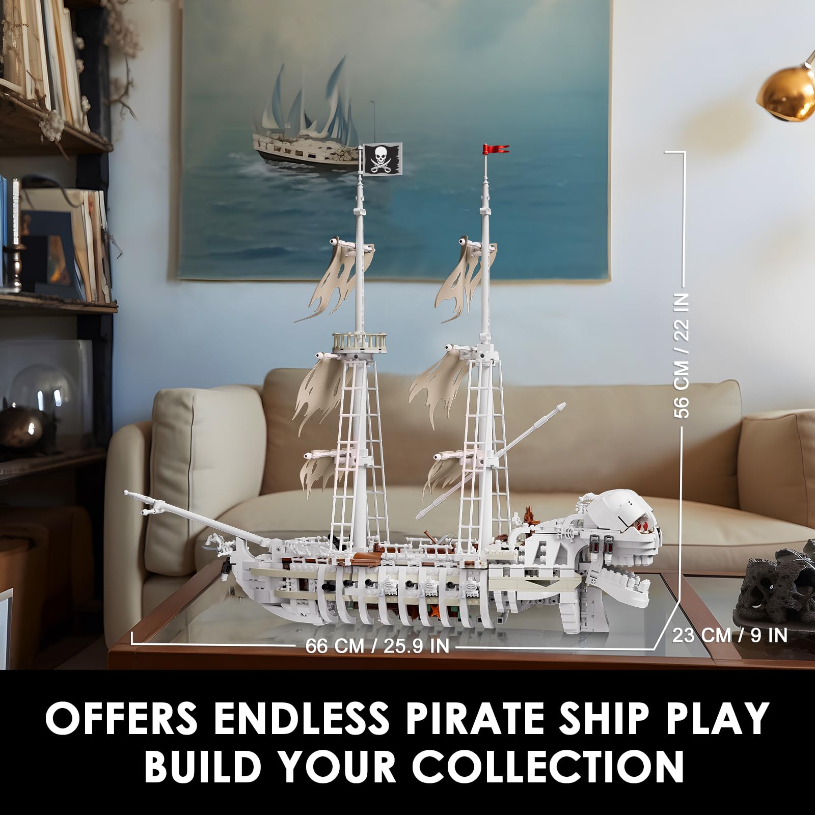 Foto 6 | Set de Construcción de Juguetes Sillbird Skeleton Pirate Ship 1592 Piezas - Venta Internacional