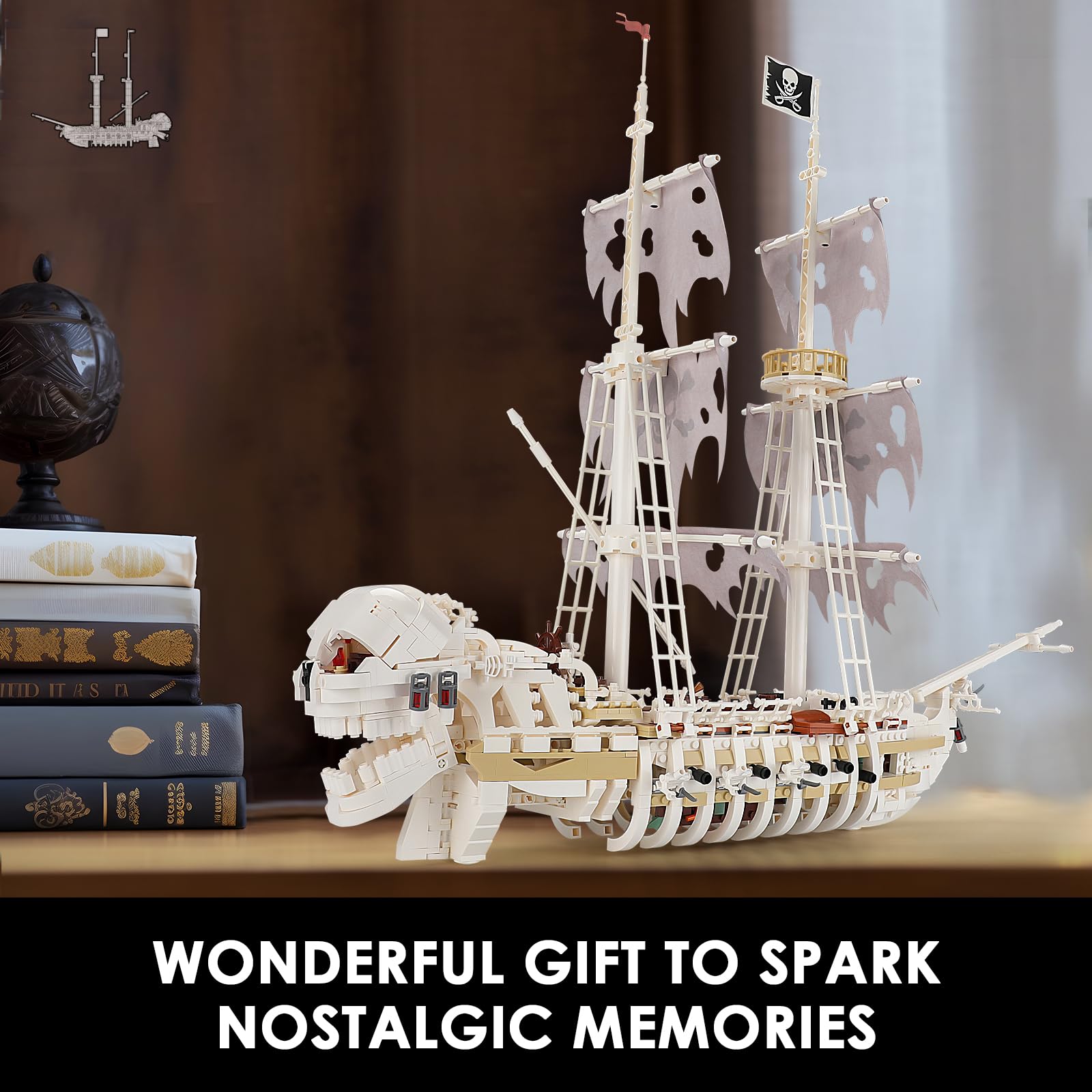 Foto 7 | Set de Construcción de Juguetes Sillbird Skeleton Pirate Ship 1592 Piezas - Venta Internacional