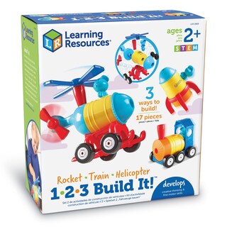 Foto 7 | Recursos De Aprendizaje Sobre Juguetes 1-2-3 ¡constrúyelo! Cohete, Tren, Helicóptero - Venta Internacional.