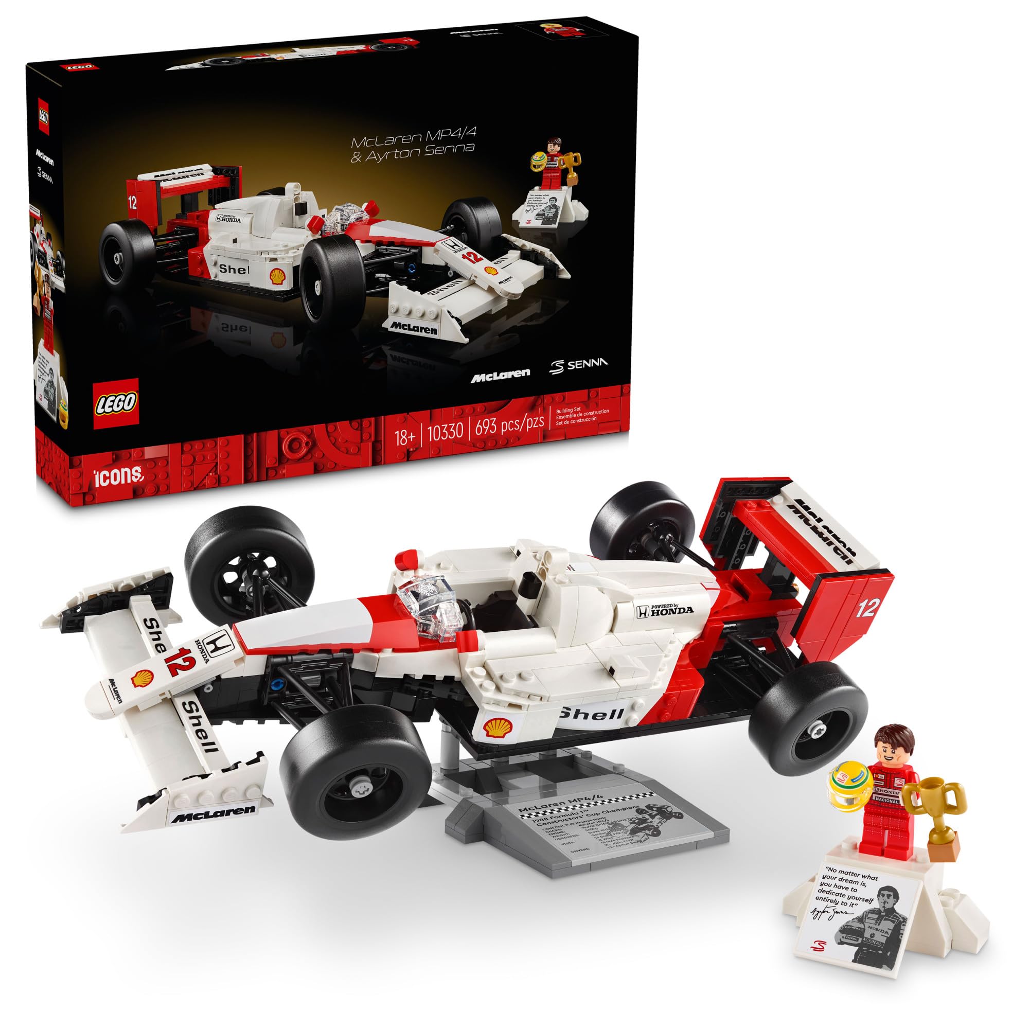 Foto 2 pulgar | Set De Construcción Lego Icons Mclaren Mp4/4 Y Ayrton Senna - Venta Internacional.