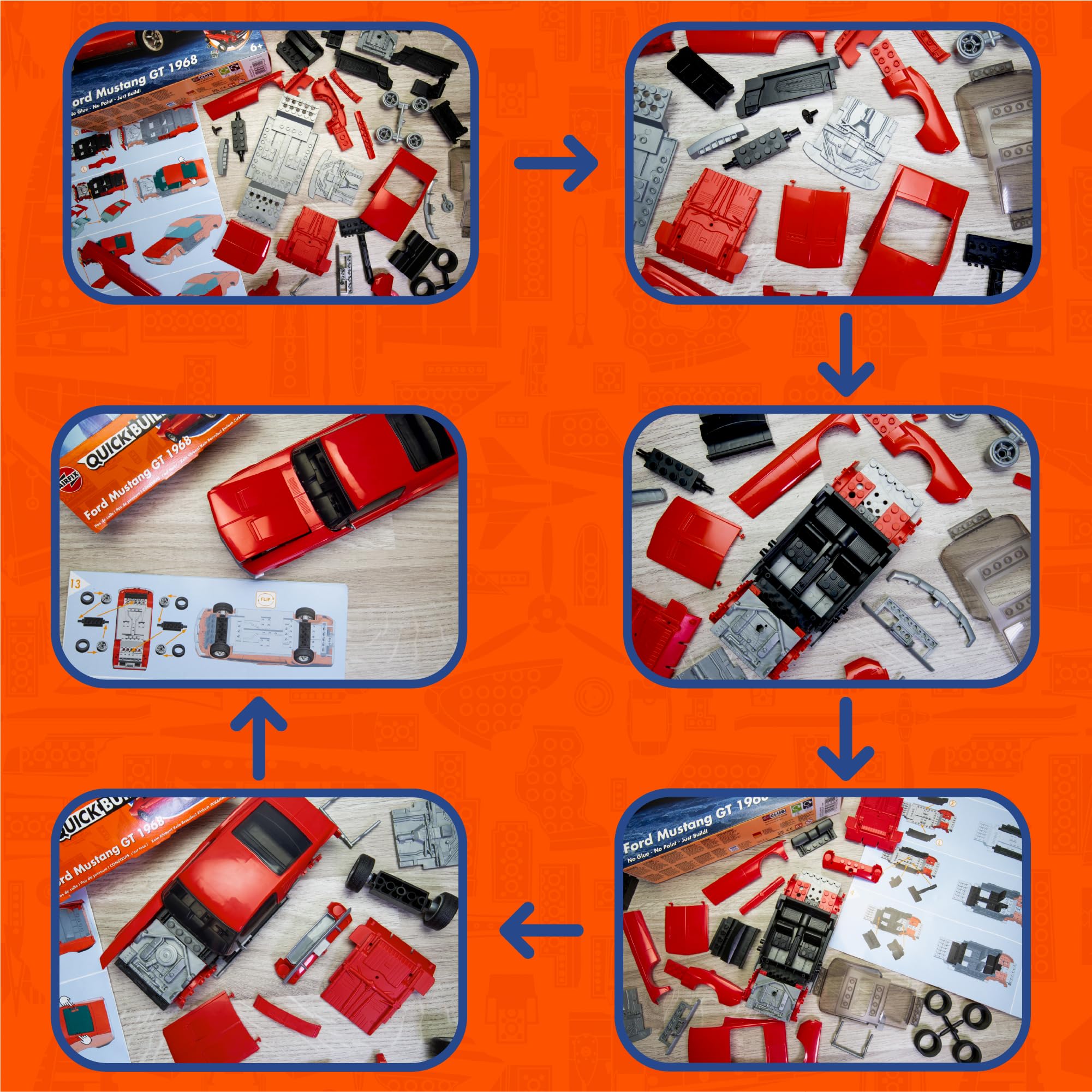 Foto 3 | Kit De Maquetas Airfix Quickbuild Para Ford Mustang Gt 1968, 45 Unidades - Venta Internacional.
