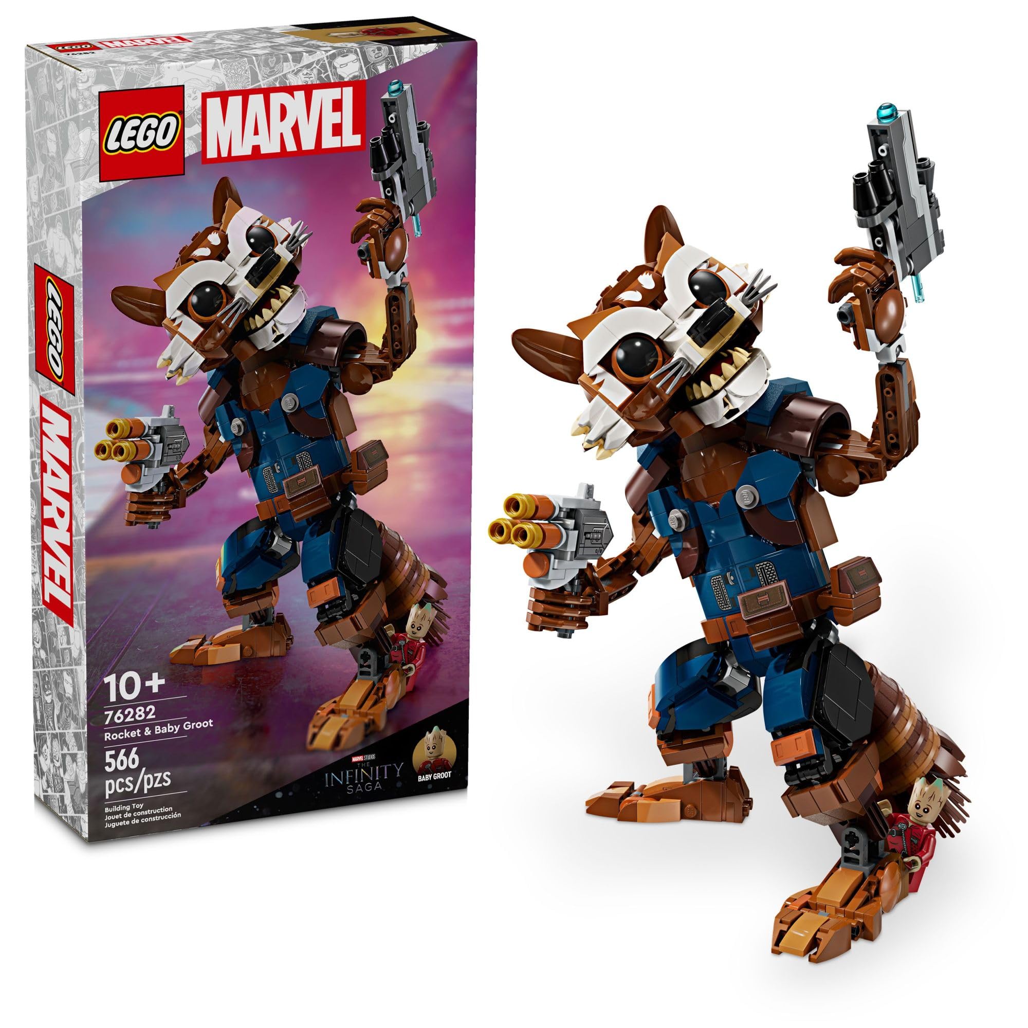 Foto 2 pulgar | Venta Internacional - Minifigura de Juguete Lego Marvel Rocket y Baby Groot 566 Piezas