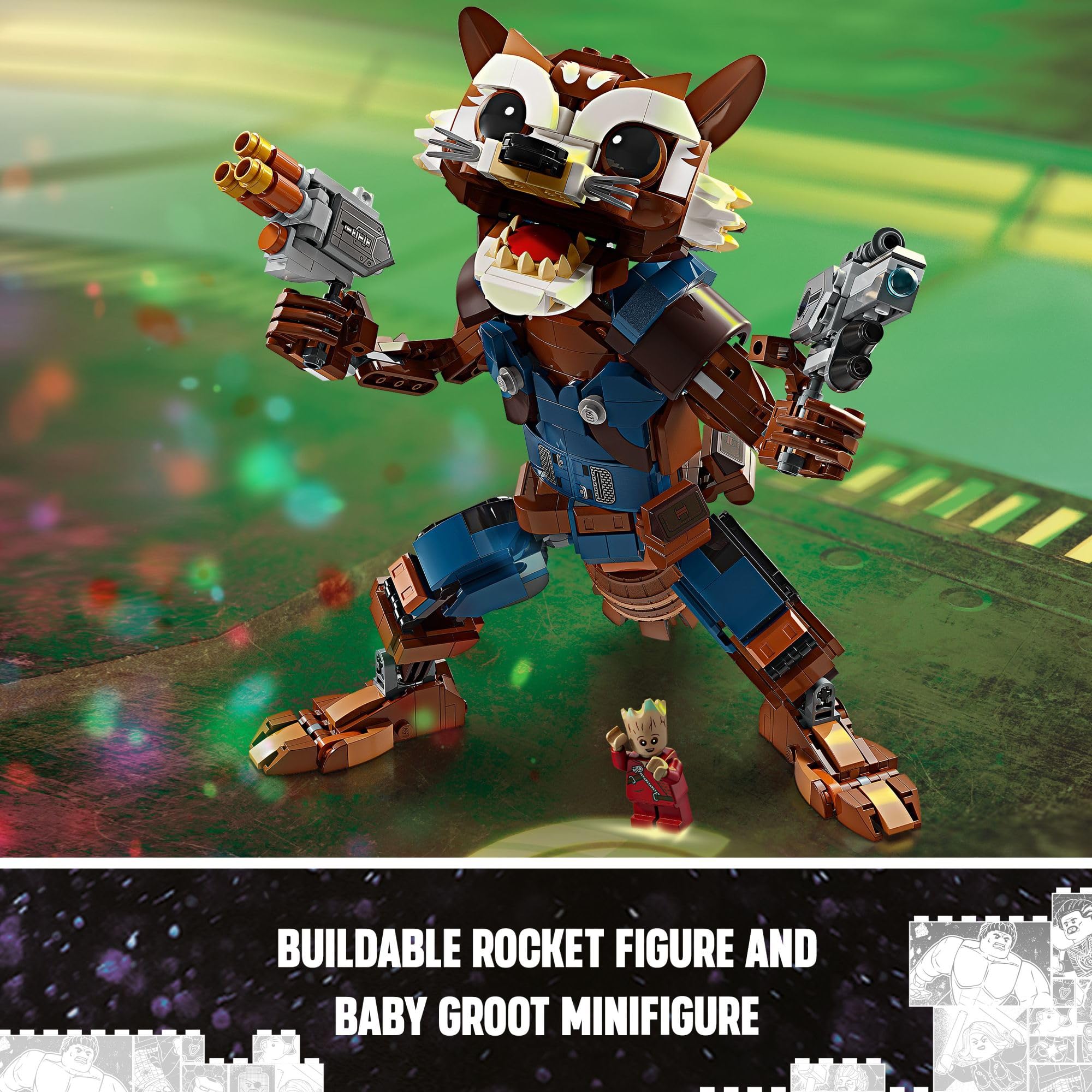 Foto 7 pulgar | Venta Internacional - Minifigura de Juguete Lego Marvel Rocket y Baby Groot 566 Piezas