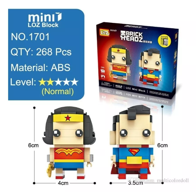 Foto 7 pulgar | Set de Miniblocks de Superman y Wonder Woman con 268 ladrillos y 2 modelos posables de 6 cm