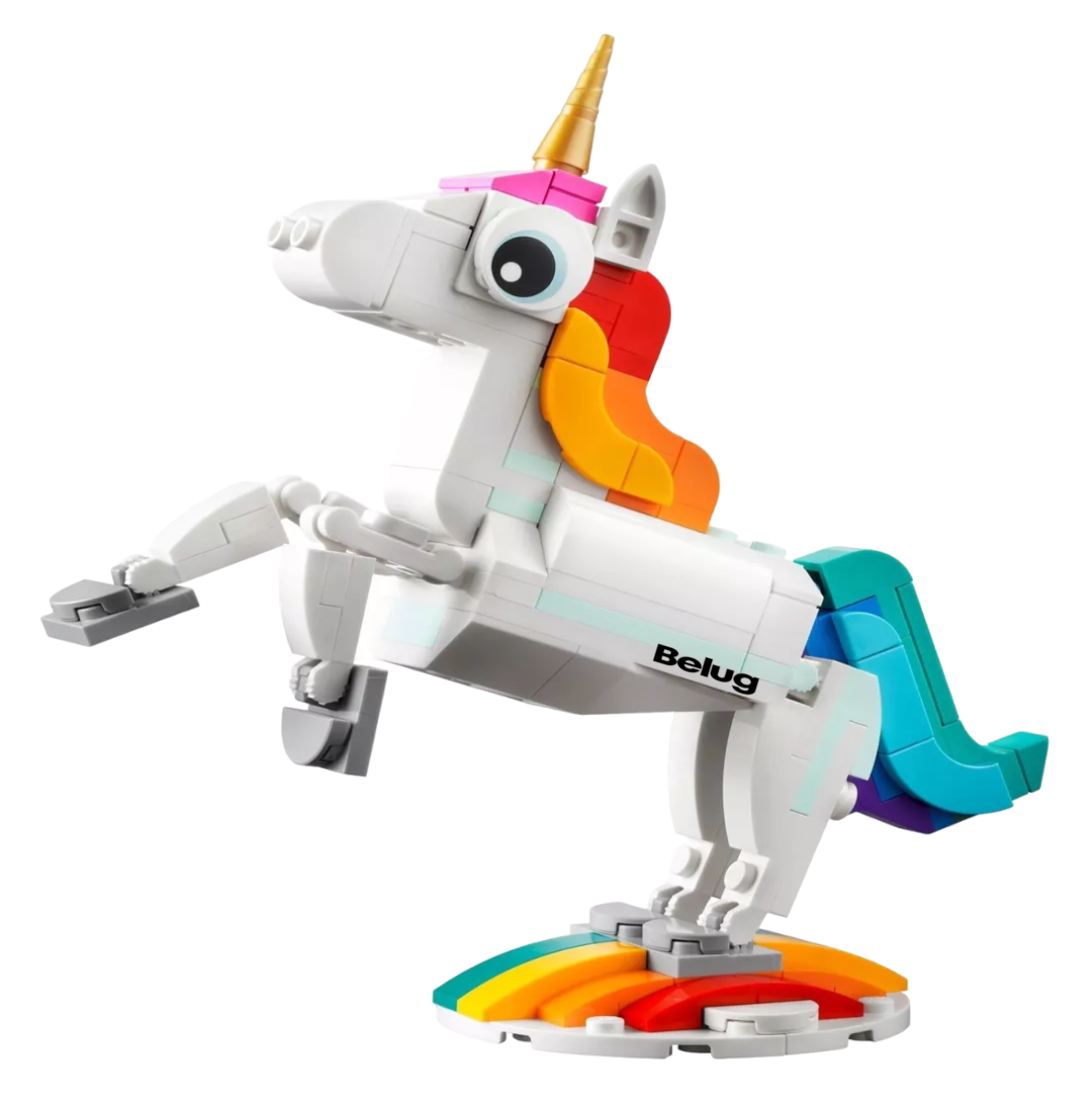 Kit De Construcción 3 En 1 Unicornio Mágico 145 Piezas 3+, Belug Blanco
