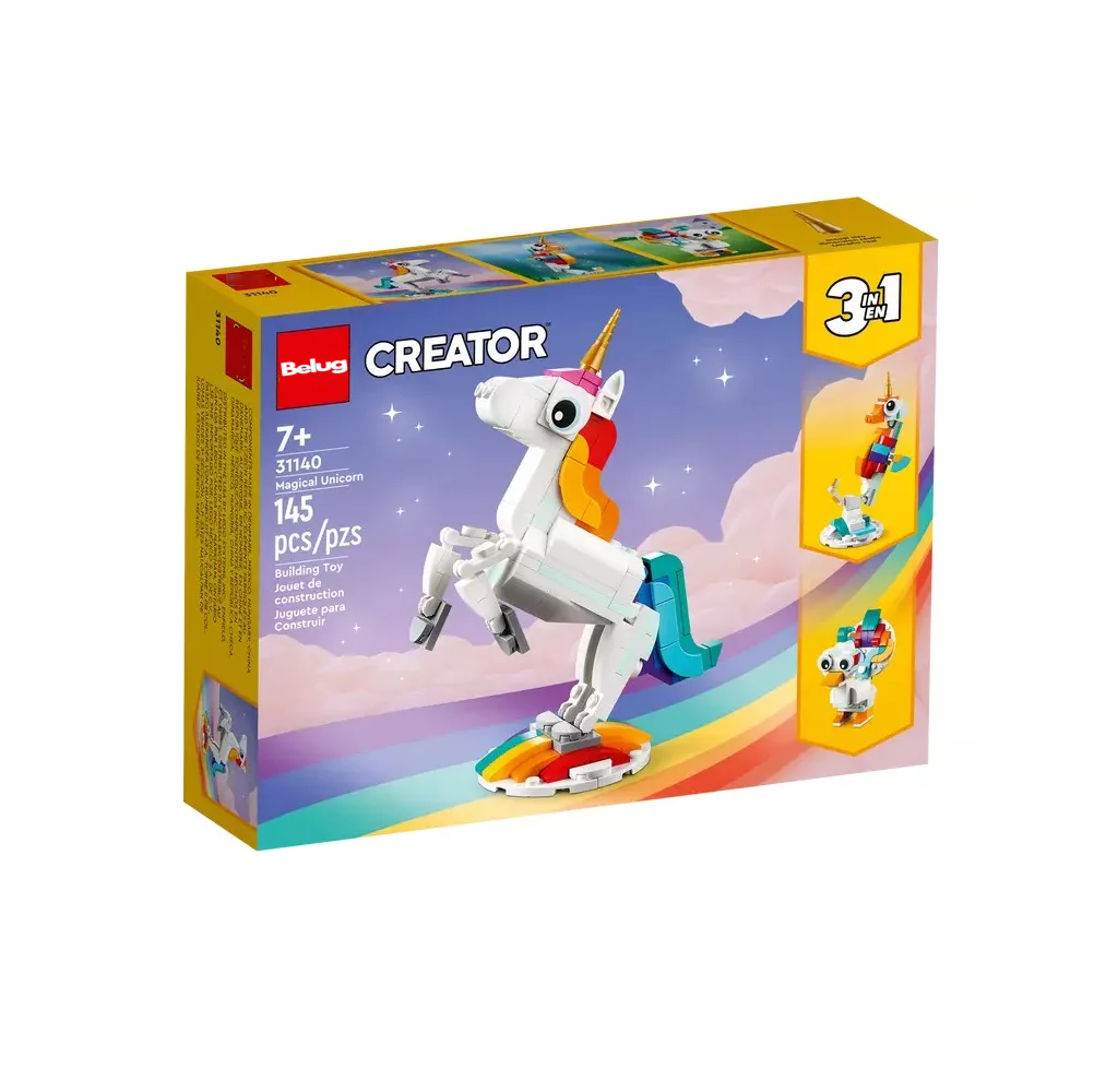 Foto 5 | Kit De Construcción 3 En 1 Unicornio Mágico 145 Piezas 3+, Belug Blanco