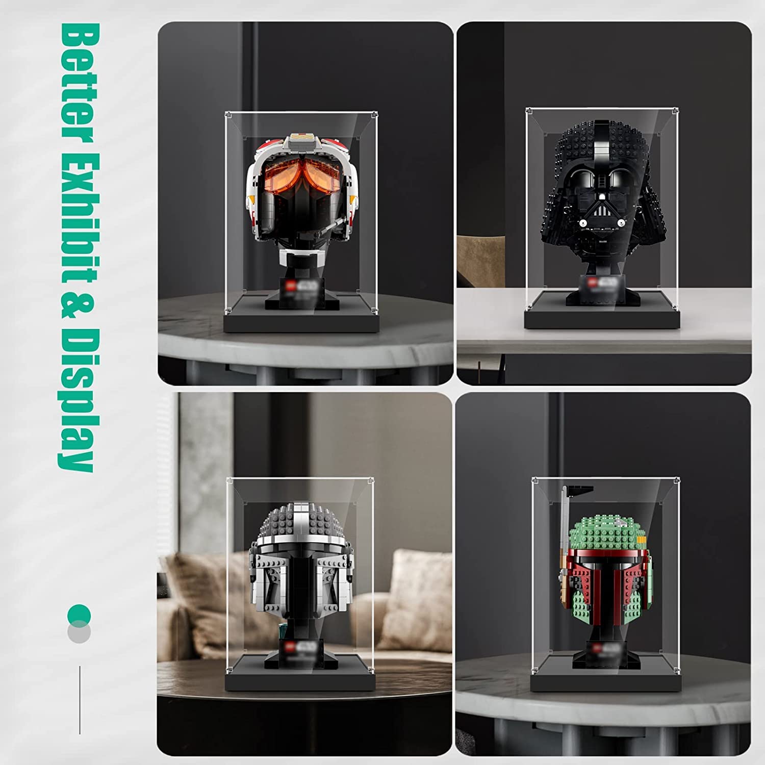Foto 5 | Vitrina Acrílica Para El Juego De Maquetas De Casco Lego Darth Vader - Venta Internacional.
