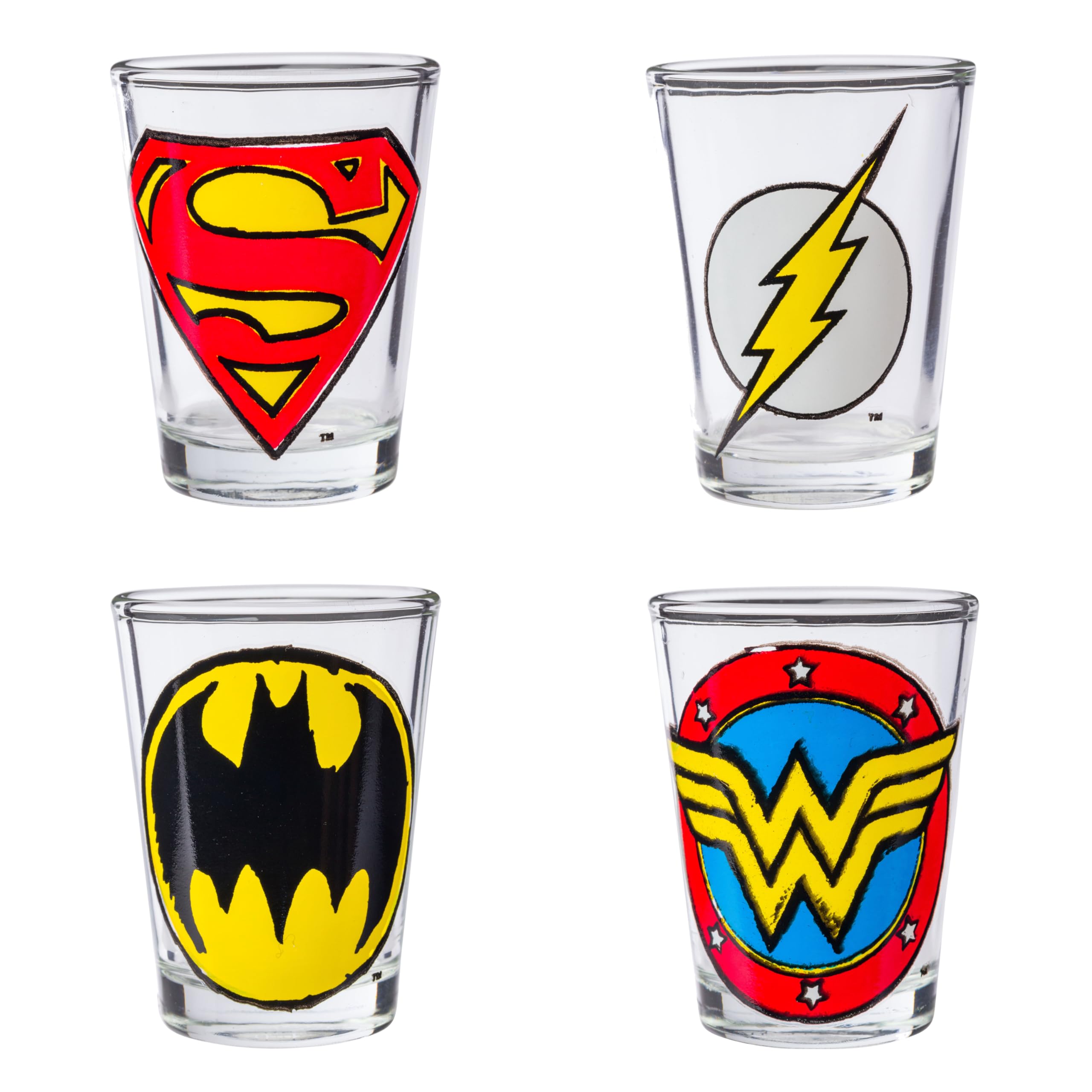 Foto 2 pulgar | Set De Minigafas Con Logotipos Plateados De Superhéroes De Buffalo Dc Comics - Venta Internacional.
