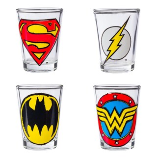 Foto 1 | Set De Minigafas Con Logotipos Plateados De Superhéroes De Buffalo Dc Comics - Venta Internacional.