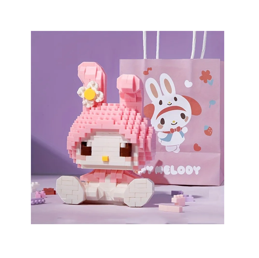 Foto 6 pulgar | Set Mini Bloques Armables My Melody Kuromi 406 Pzs Rosa