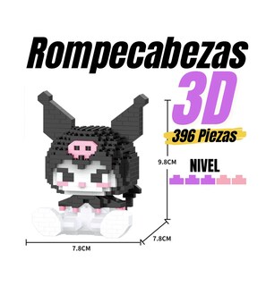 Foto 4 | Set Mini Bloques Armables Kuromi 396 Pzs Negro
