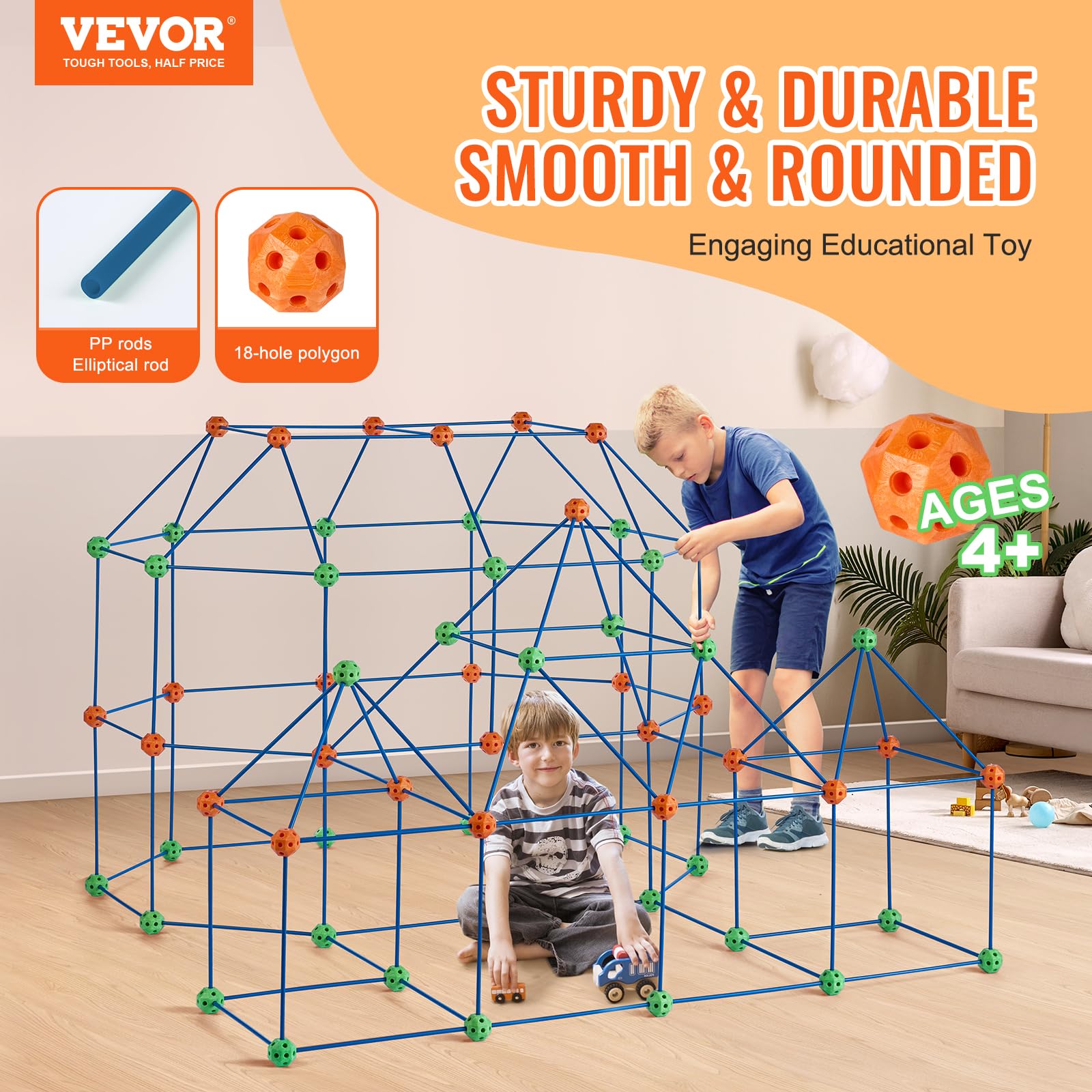 Foto 4 pulgar | Kit De Construcción Fort Vevor Para Niños De 4 A 8 Años O Más Con 120 Varillas Y 60 Bolas - Venta Internacional.