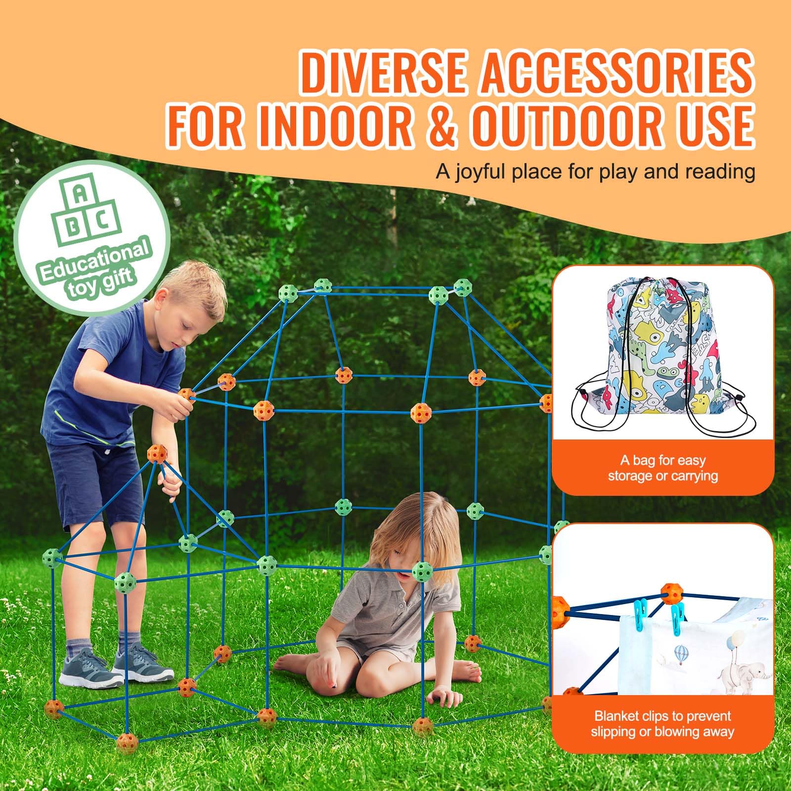 Foto 7 pulgar | Kit De Construcción Fort Vevor Para Niños De 4 A 8 Años O Más Con 120 Varillas Y 60 Bolas - Venta Internacional.