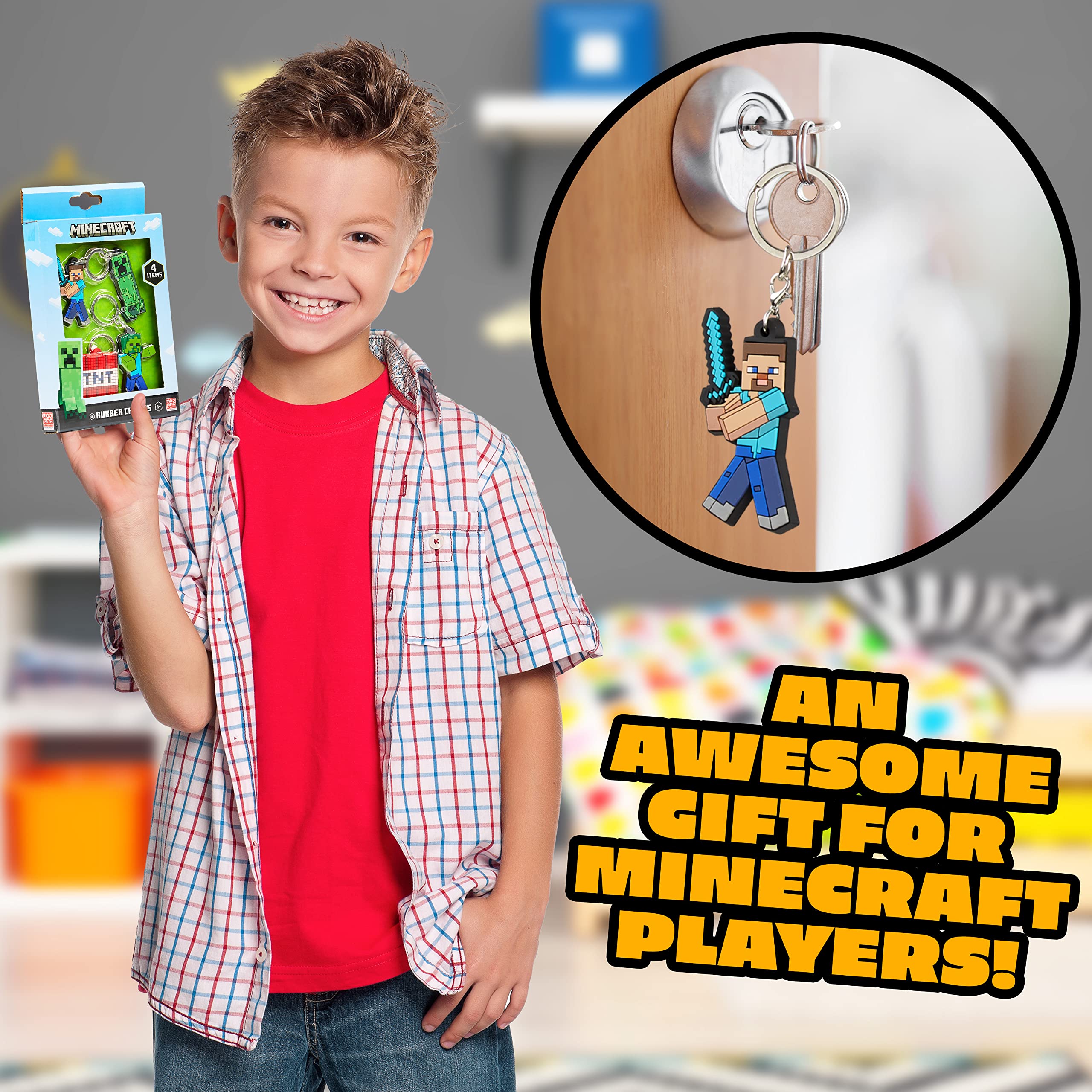 Foto 3 pulgar | Set De Llaveros Y Pulseras De Silicona Minecraft Kids - Venta Internacional.