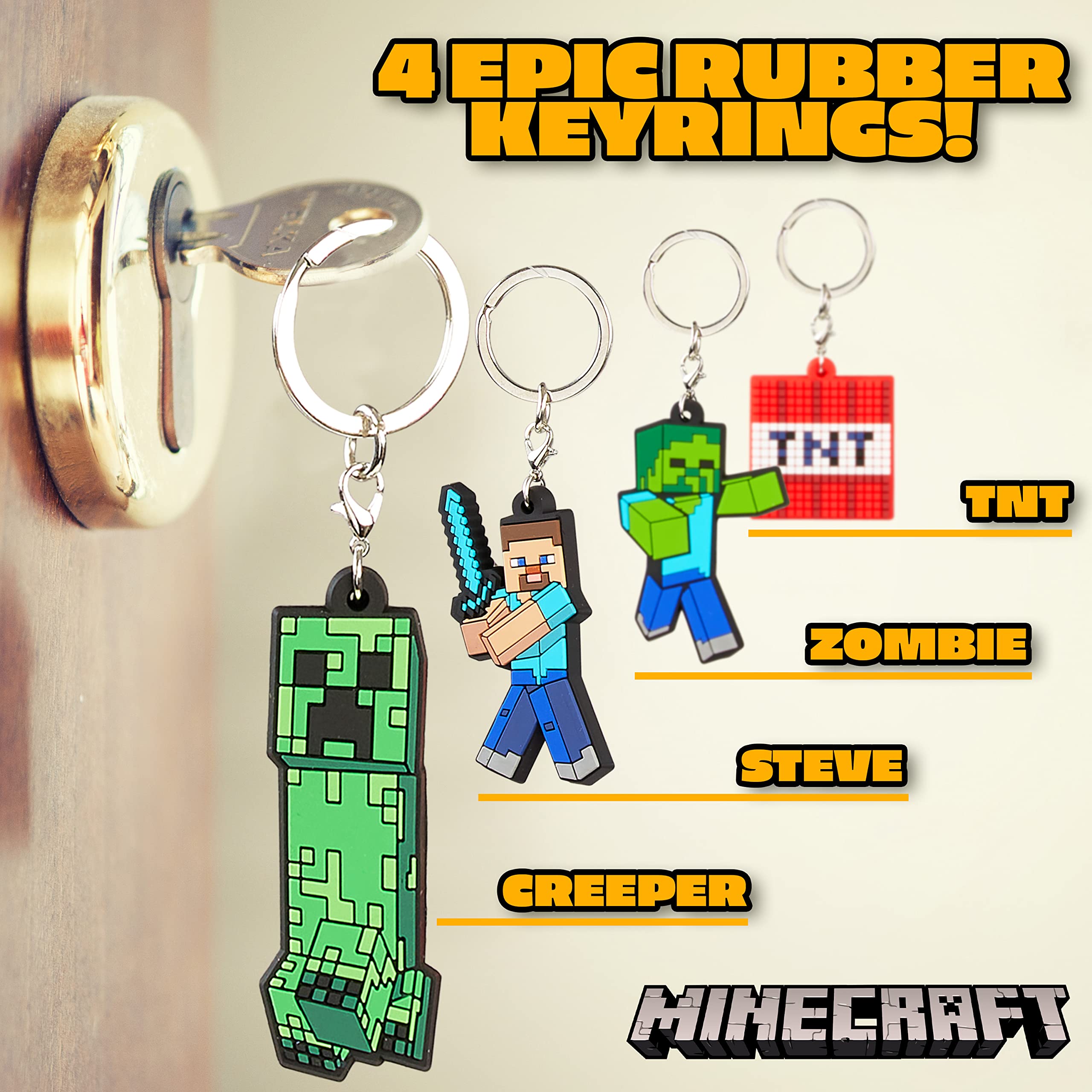 Foto 4 | Set De Llaveros Y Pulseras De Silicona Minecraft Kids - Venta Internacional.