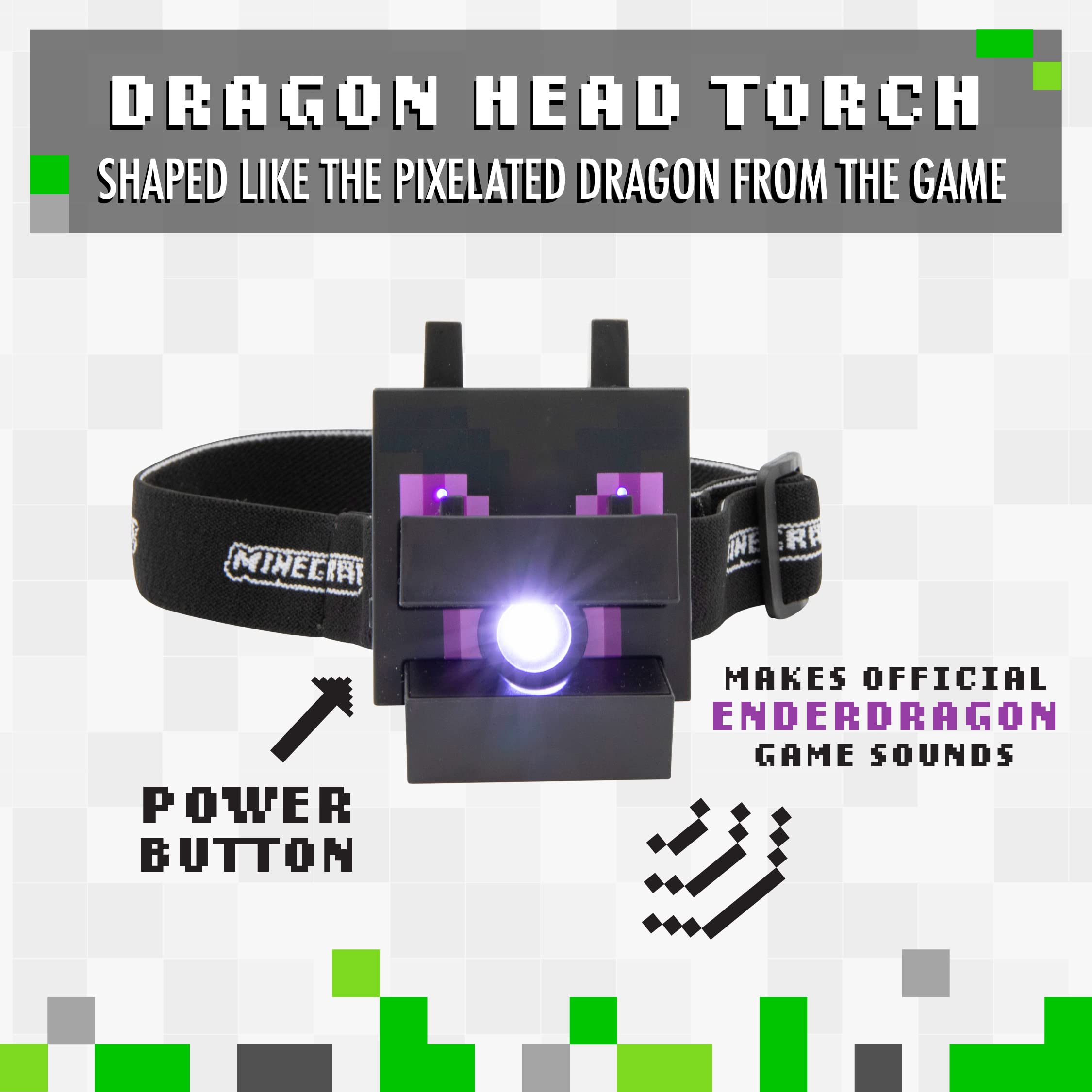 Foto 3 pulgar | Linterna Frontal Paladone Minecraft Ender Dragon Con Sonidos Para Niños - Venta Internacional.