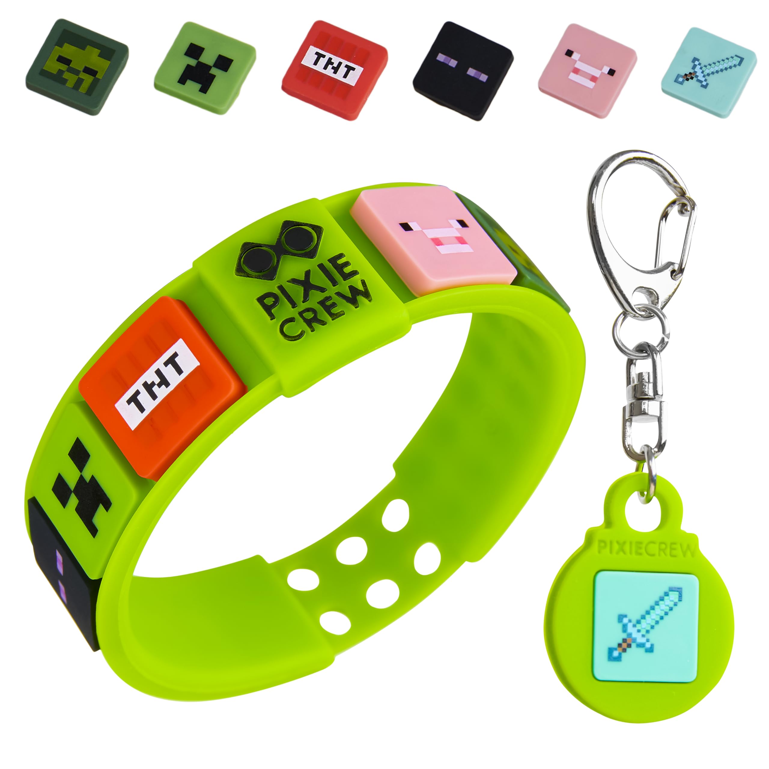 Foto 2 pulgar | Set De Llaveros Y Pulseras De Silicona Minecraft Kids - Venta Internacional.