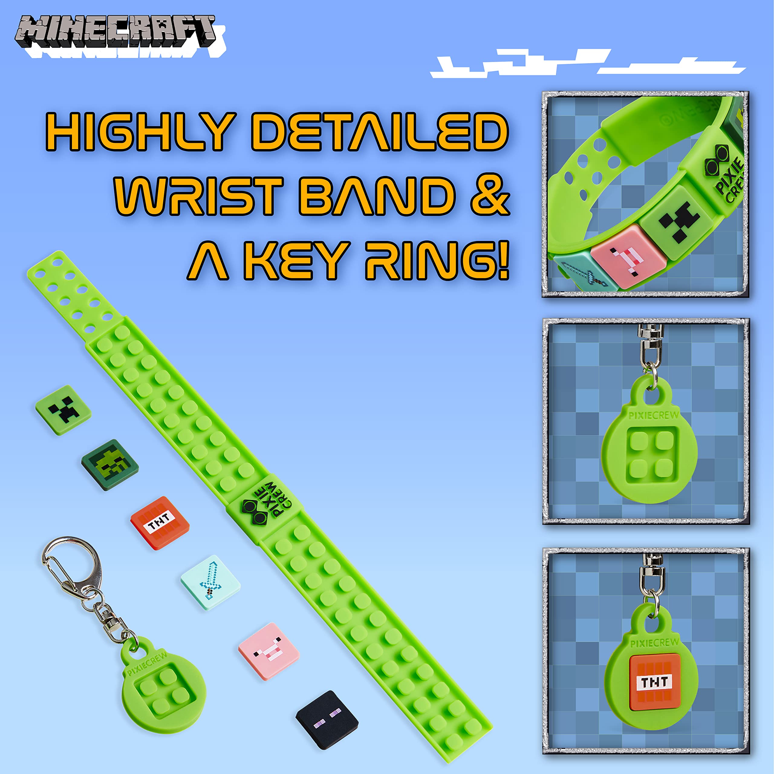 Foto 5 pulgar | Set De Llaveros Y Pulseras De Silicona Minecraft Kids - Venta Internacional.