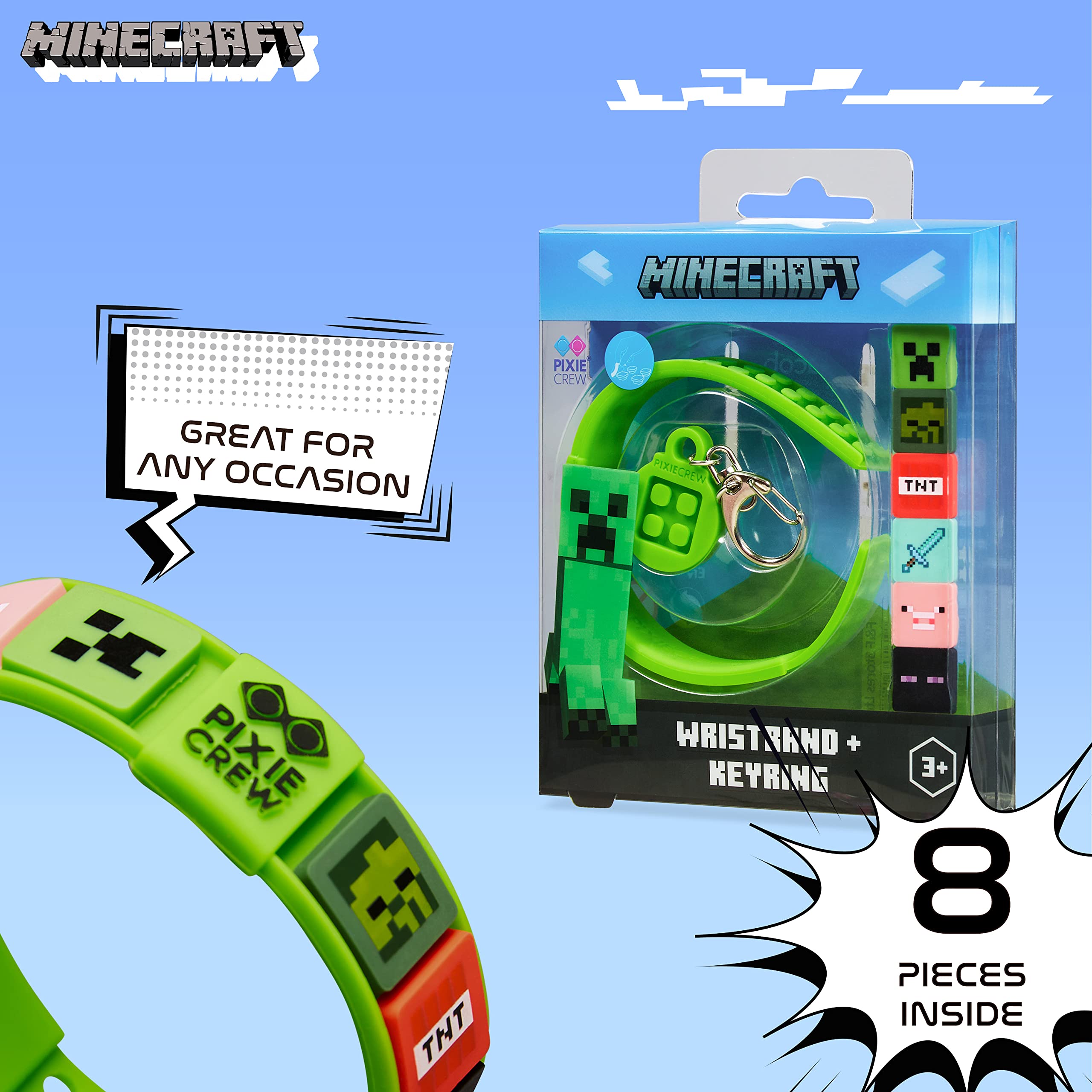 Foto 6 pulgar | Set De Llaveros Y Pulseras De Silicona Minecraft Kids - Venta Internacional.