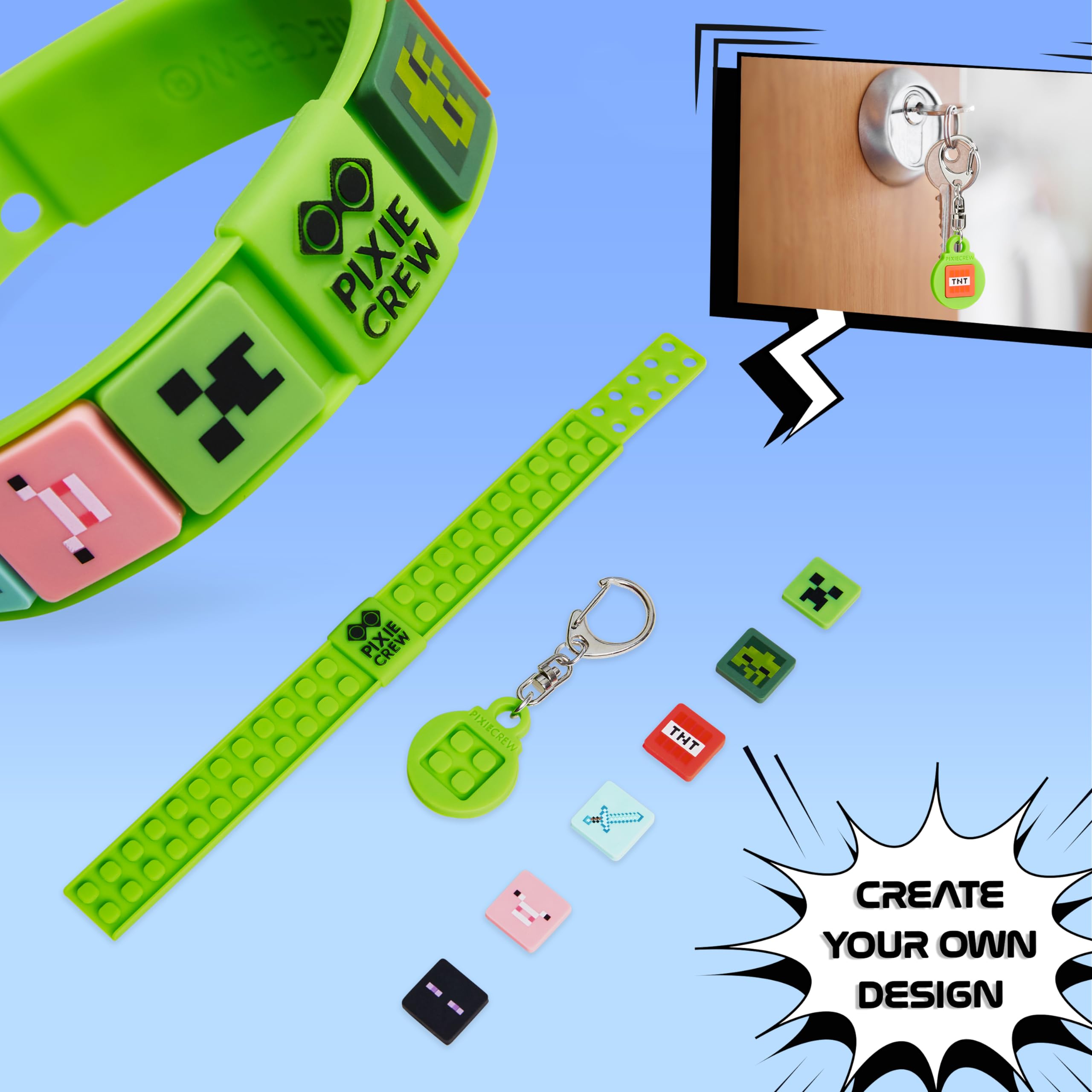 Foto 8 pulgar | Set De Llaveros Y Pulseras De Silicona Minecraft Kids - Venta Internacional.