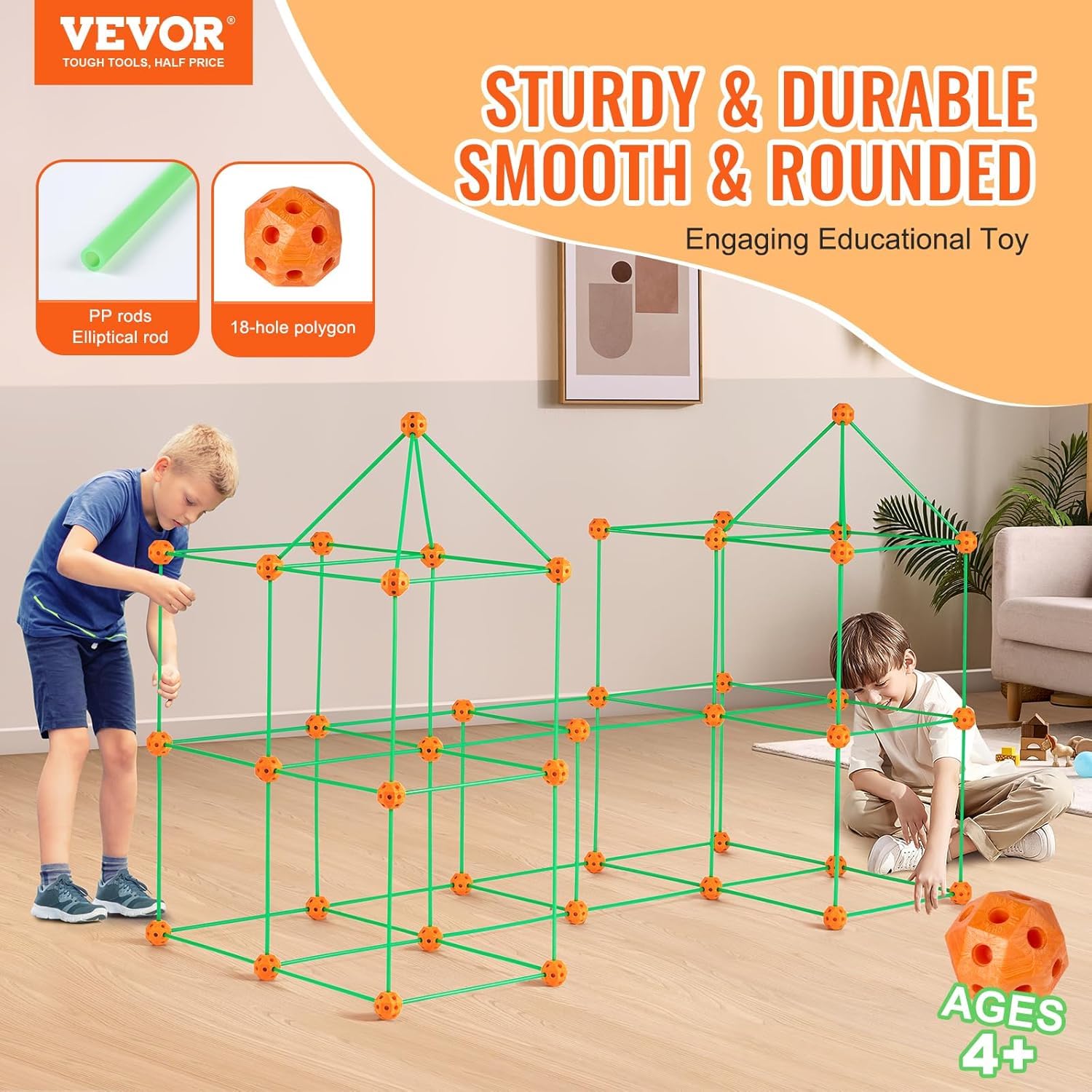 Foto 3 pulgar | Kit De Construcción Fort Vevor Que Brilla En La Oscuridad Con 96 Varillas Y 44 Bolas - Venta Internacional.