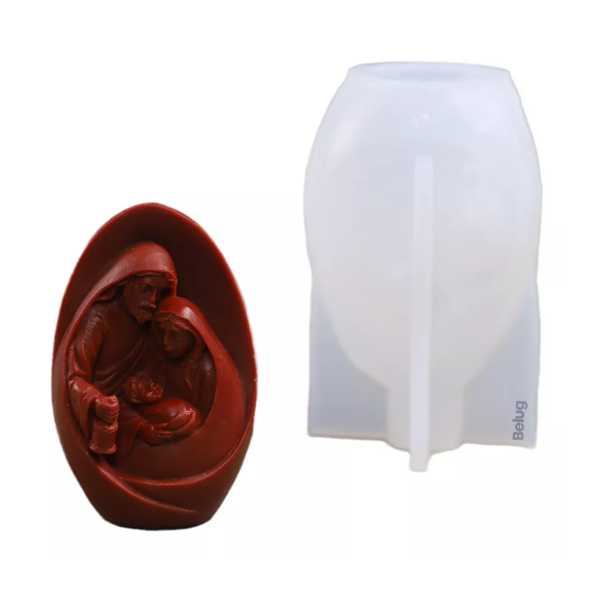 Foto 5 pulgar | Molde Silicon De Navidad Sagrada Familia Virgen Jesus Vela 3d Blanco