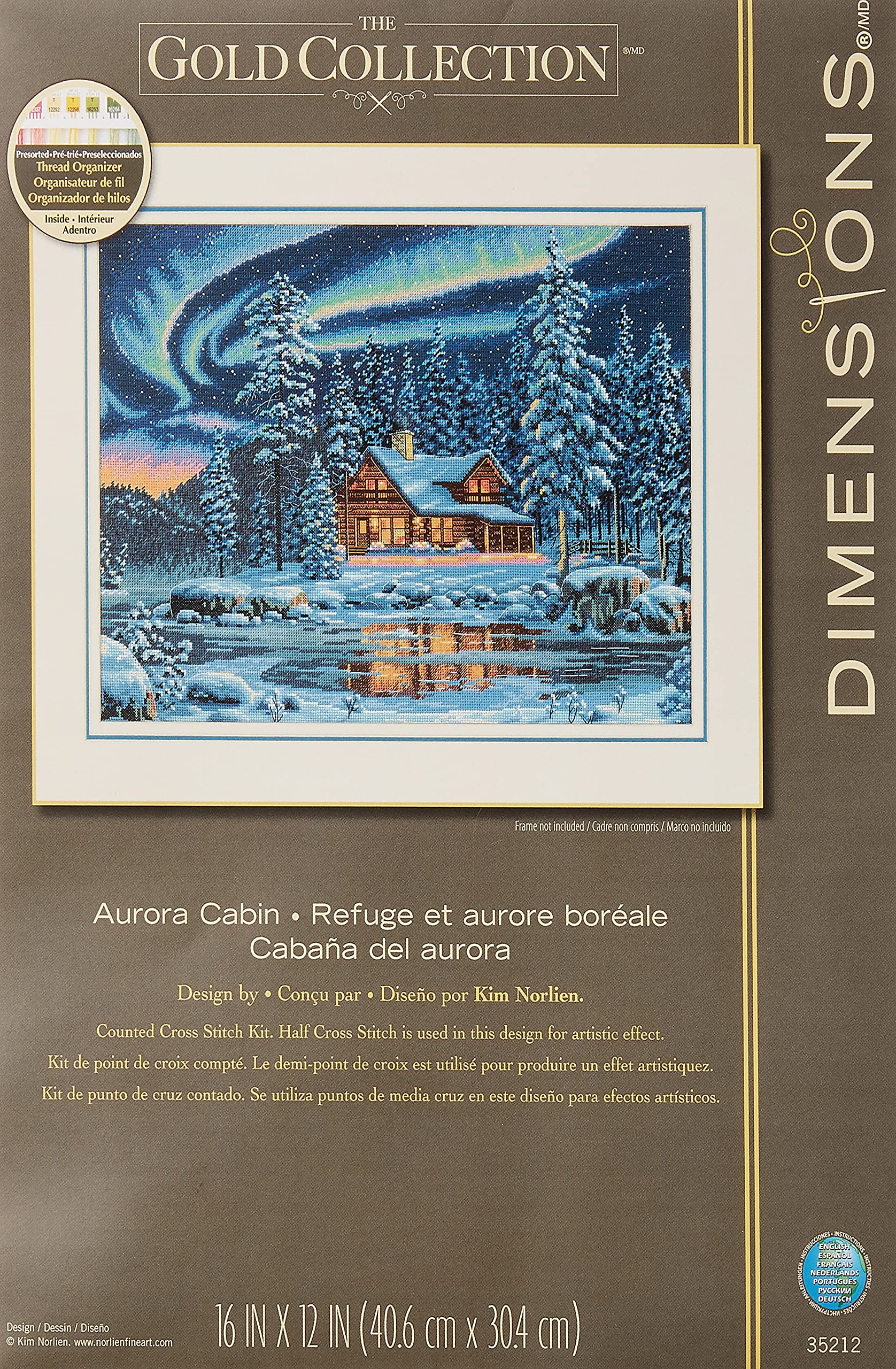 Foto 2 pulgar | Dimensiones Del Kit De Punto De Cruz Gold Aurora Cabin, 16 Quilates, Aida - Venta Internacional.