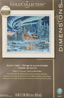 Foto 1 | Dimensiones Del Kit De Punto De Cruz Gold Aurora Cabin, 16 Quilates, Aida - Venta Internacional.